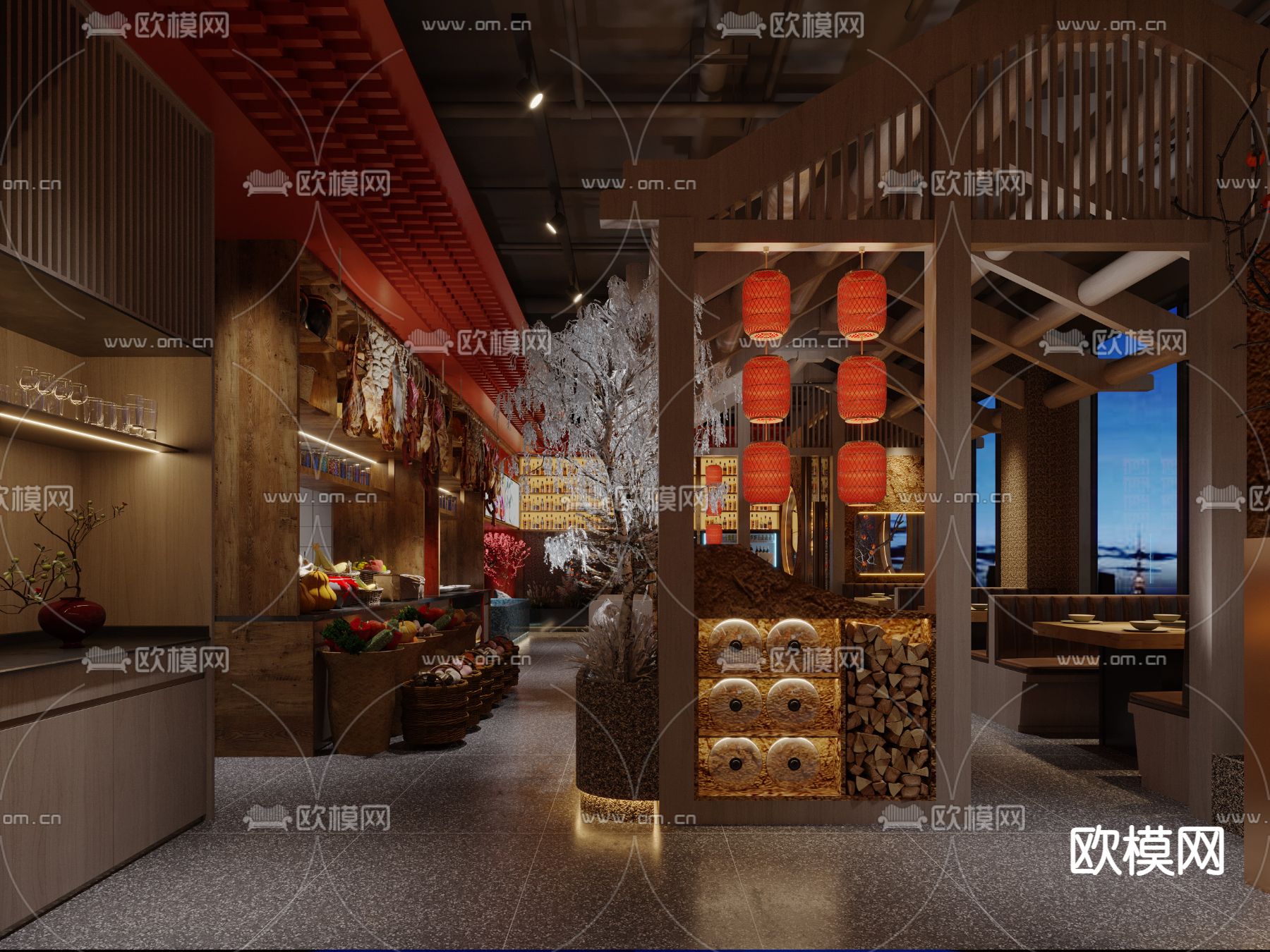中餐厅 酒楼3d模型下载（渲染图5）