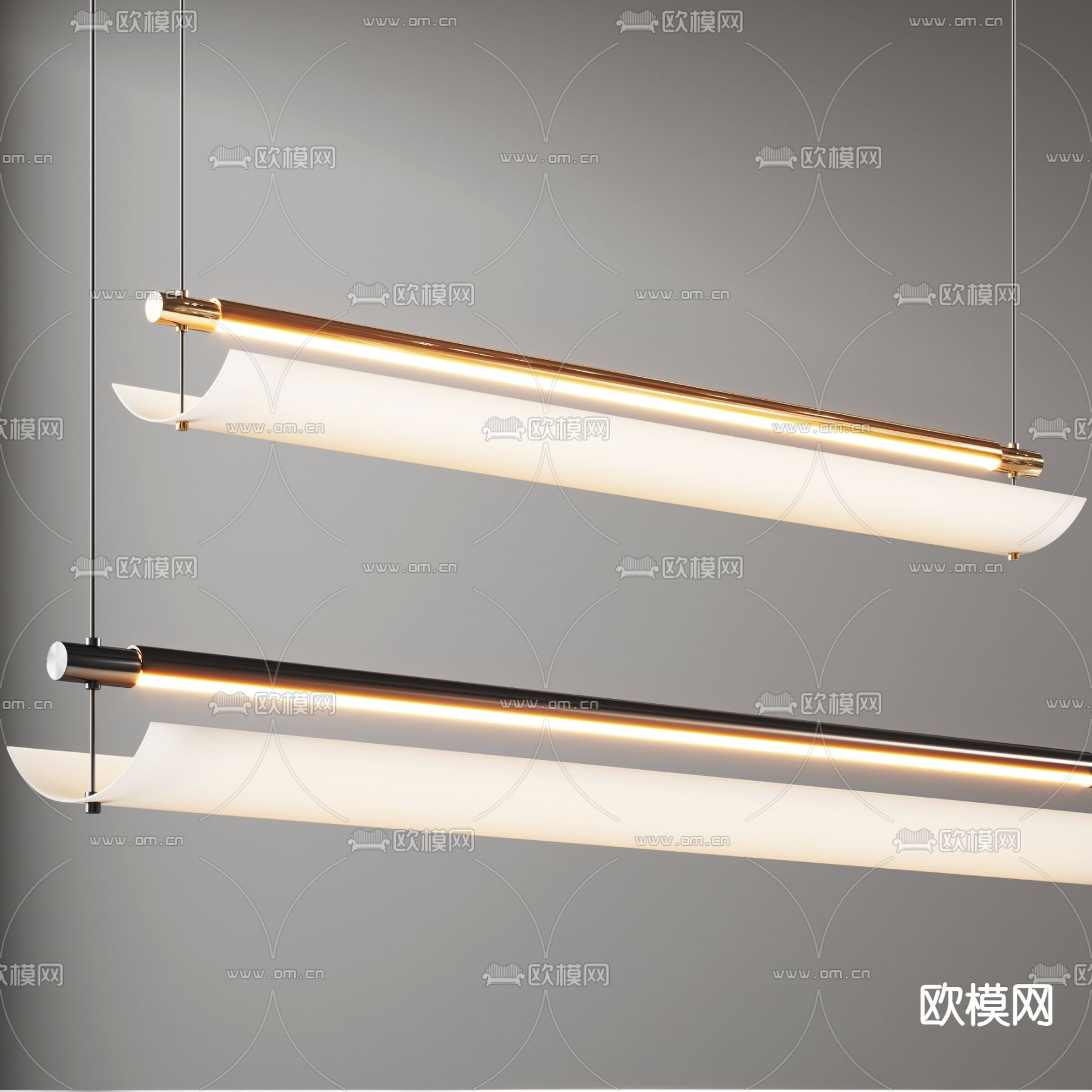 轻奢吊灯 长条吊灯3d模型下载