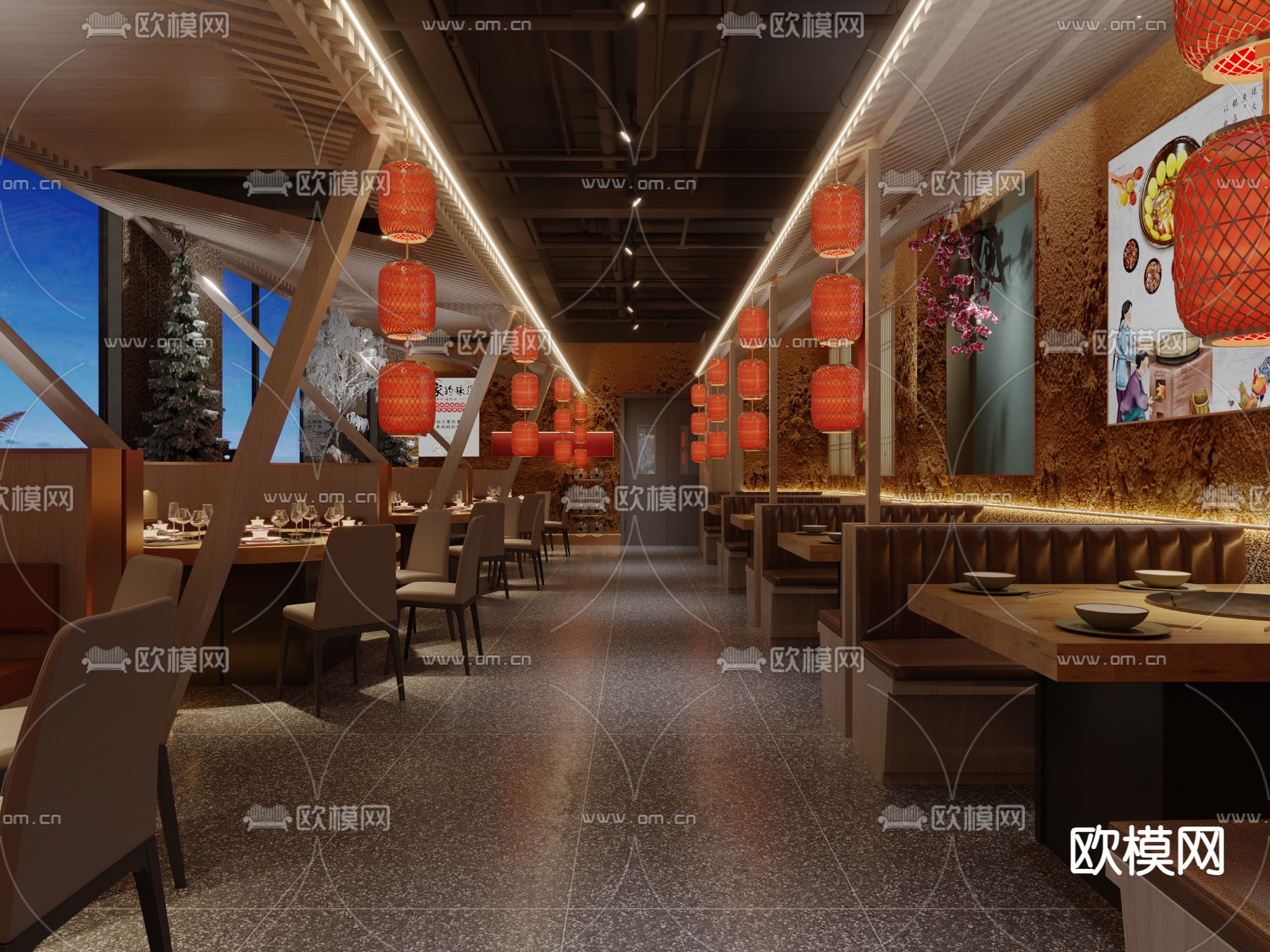 中餐厅 酒楼3d模型下载（渲染图6）