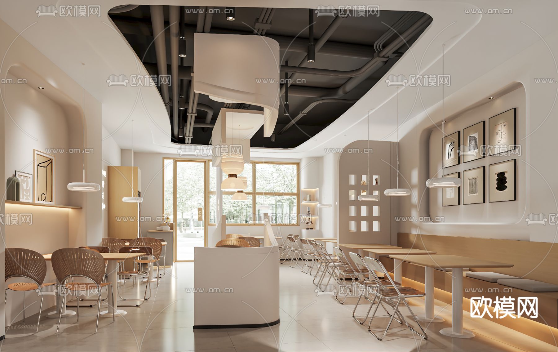 奶油风快餐店3d模型下载（渲染图2）