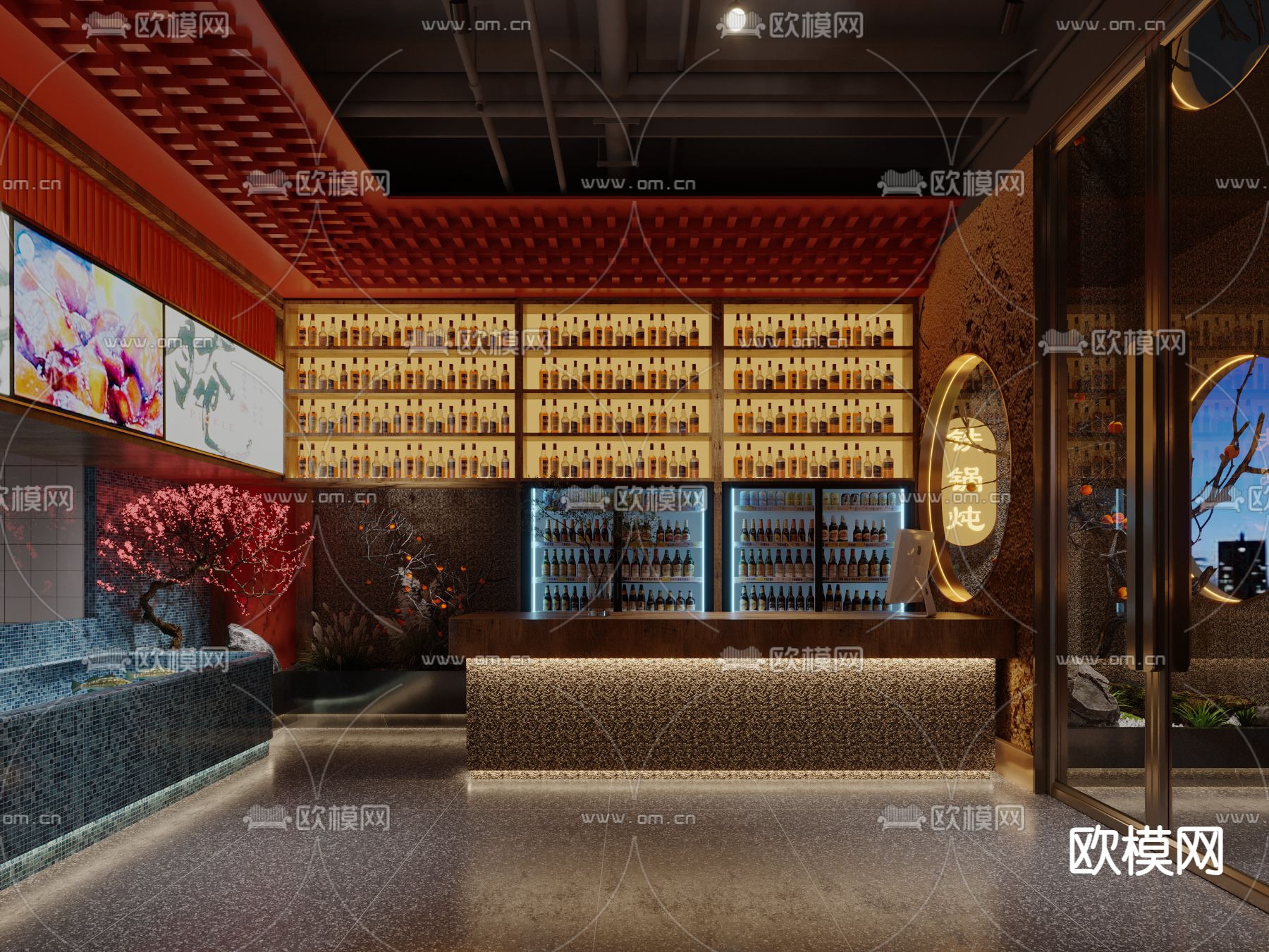 中餐厅 酒楼3d模型下载（渲染图1）