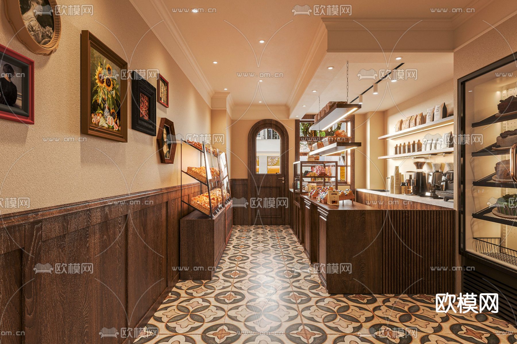 美式面包店 烘焙店 蛋糕店3d模型下载（渲染图4）