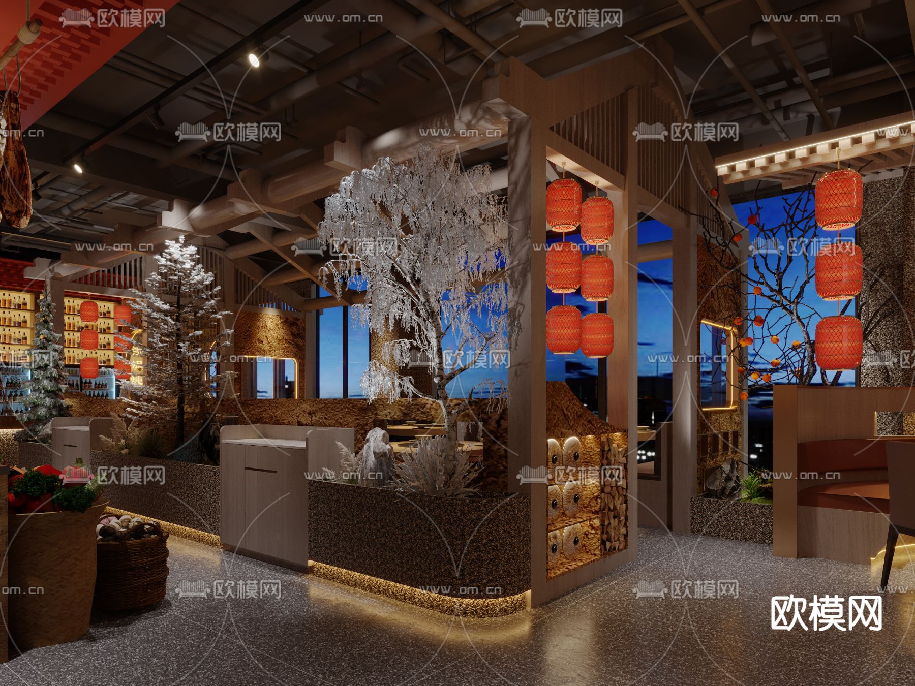 中餐厅 酒楼3d模型下载（渲染图2）