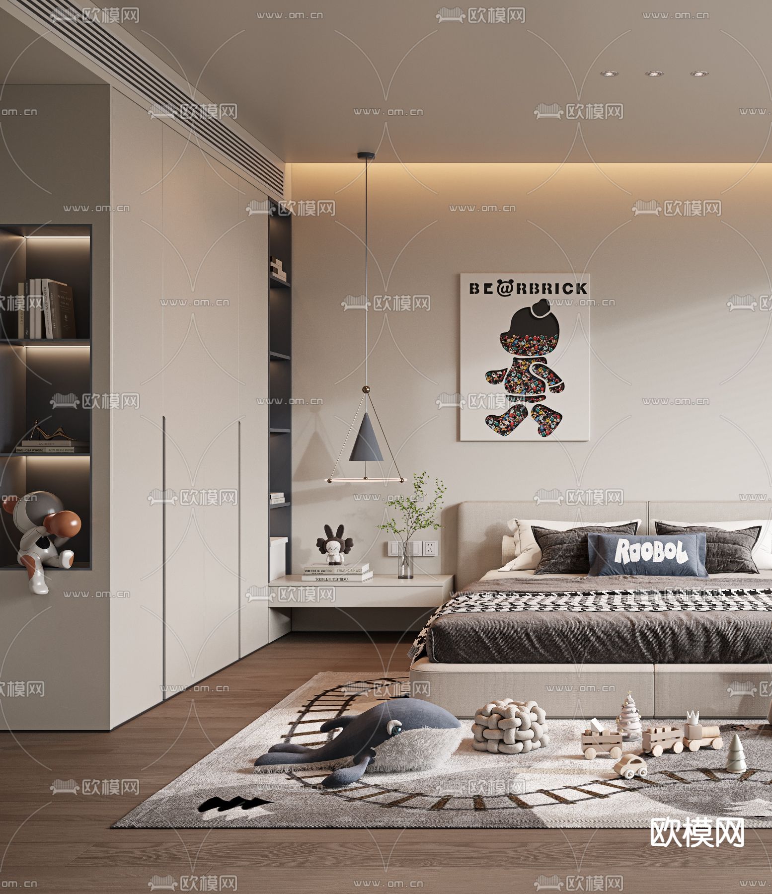 儿童房 小孩房 男孩房3d模型下载（渲染图2）