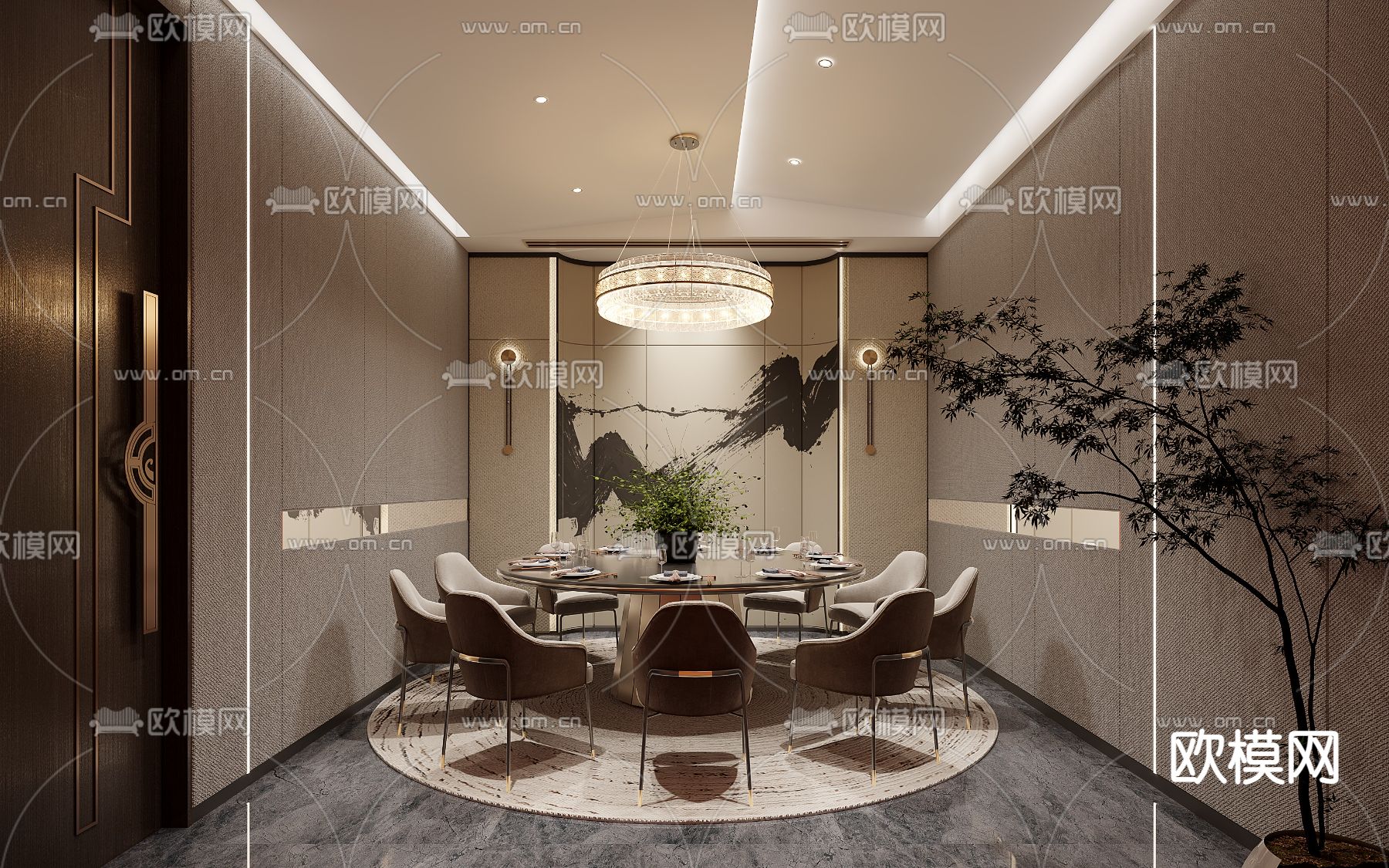 中餐厅包厢 酒楼包房3d模型下载