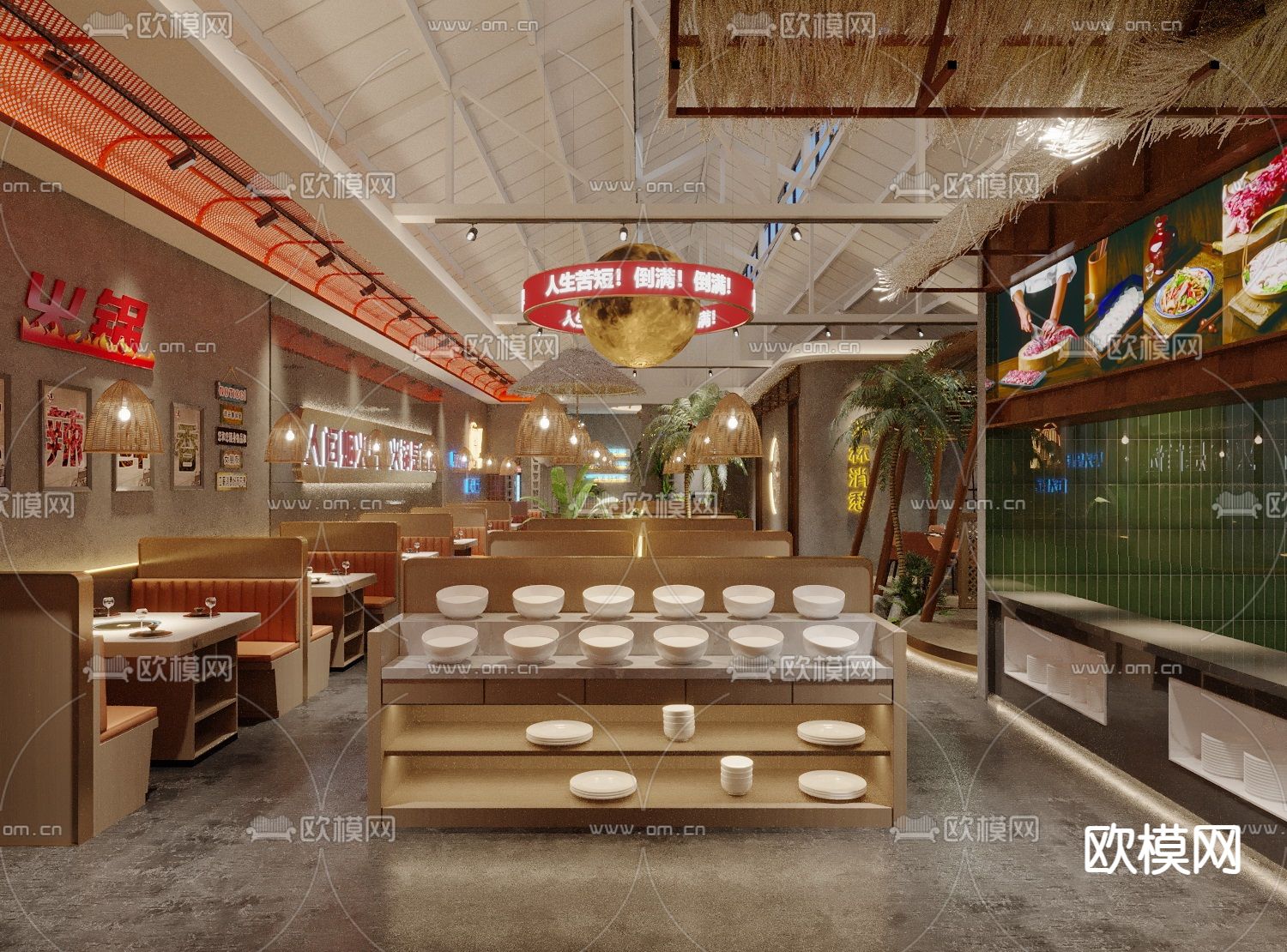 侘寂风火锅店3d模型下载（渲染图9）