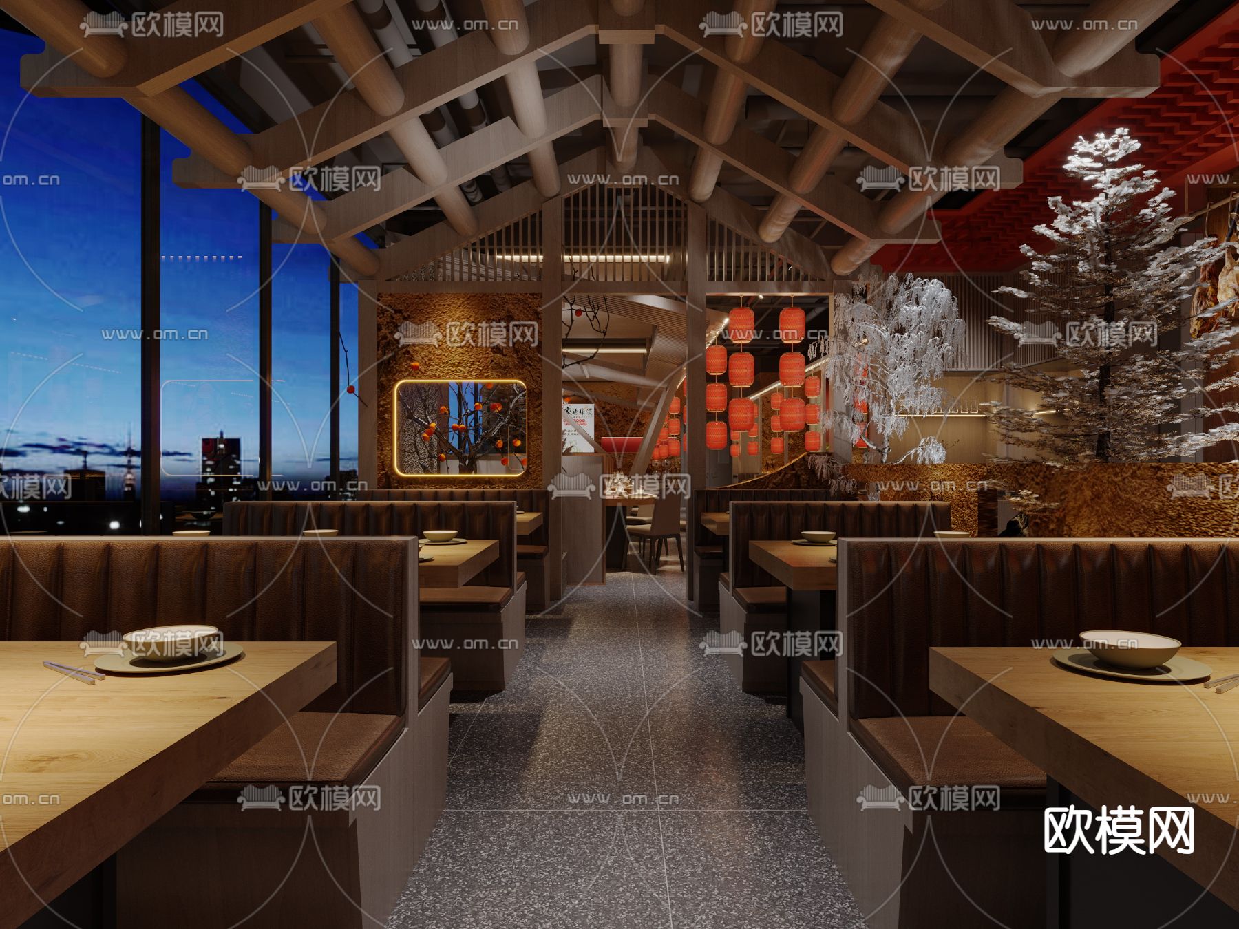 中餐厅 酒楼3d模型下载（渲染图7）