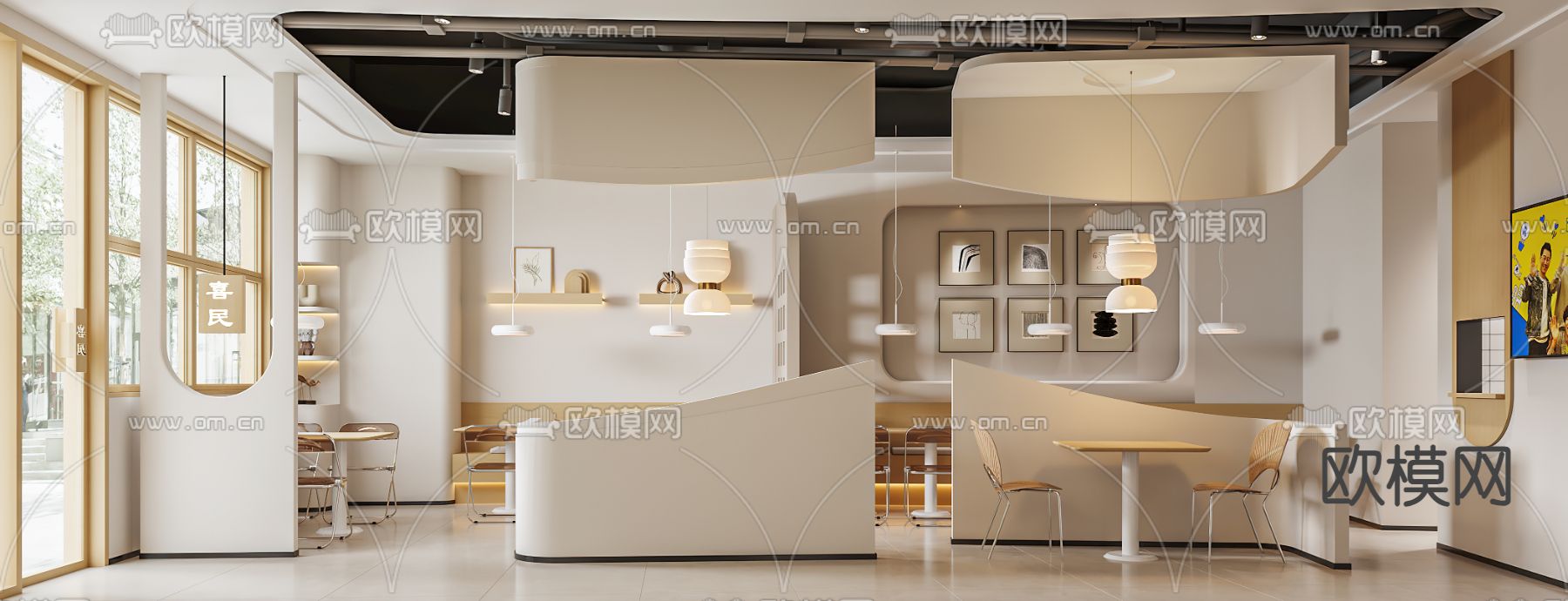 奶油风快餐店3d模型下载（渲染图4）