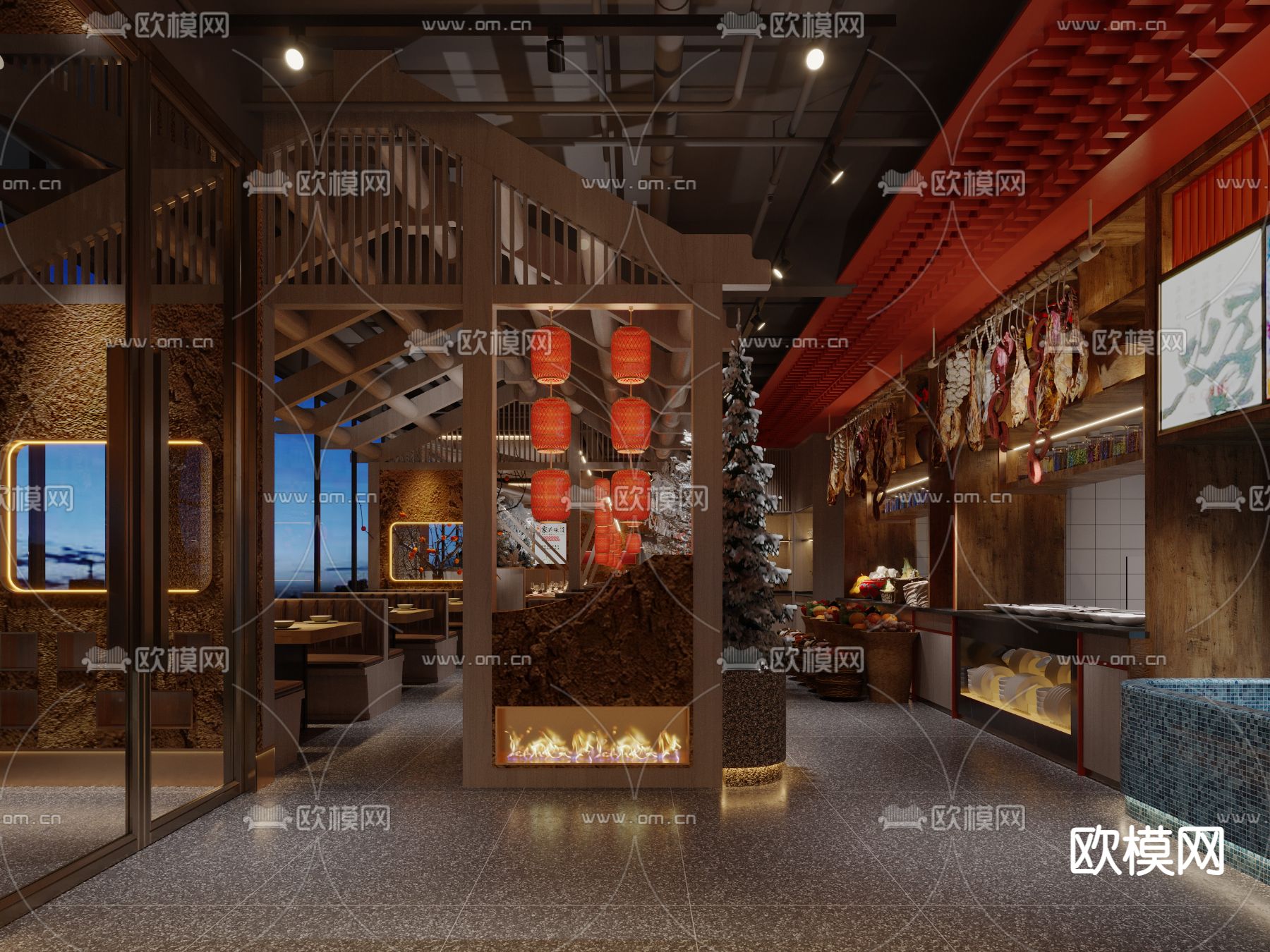 中餐厅 酒楼3d模型下载（渲染图4）