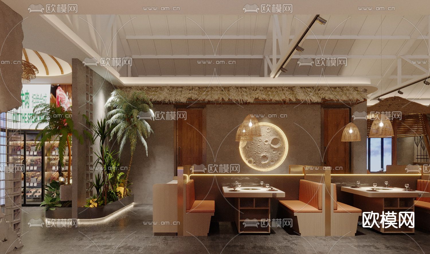 侘寂风火锅店3d模型下载（渲染图5）