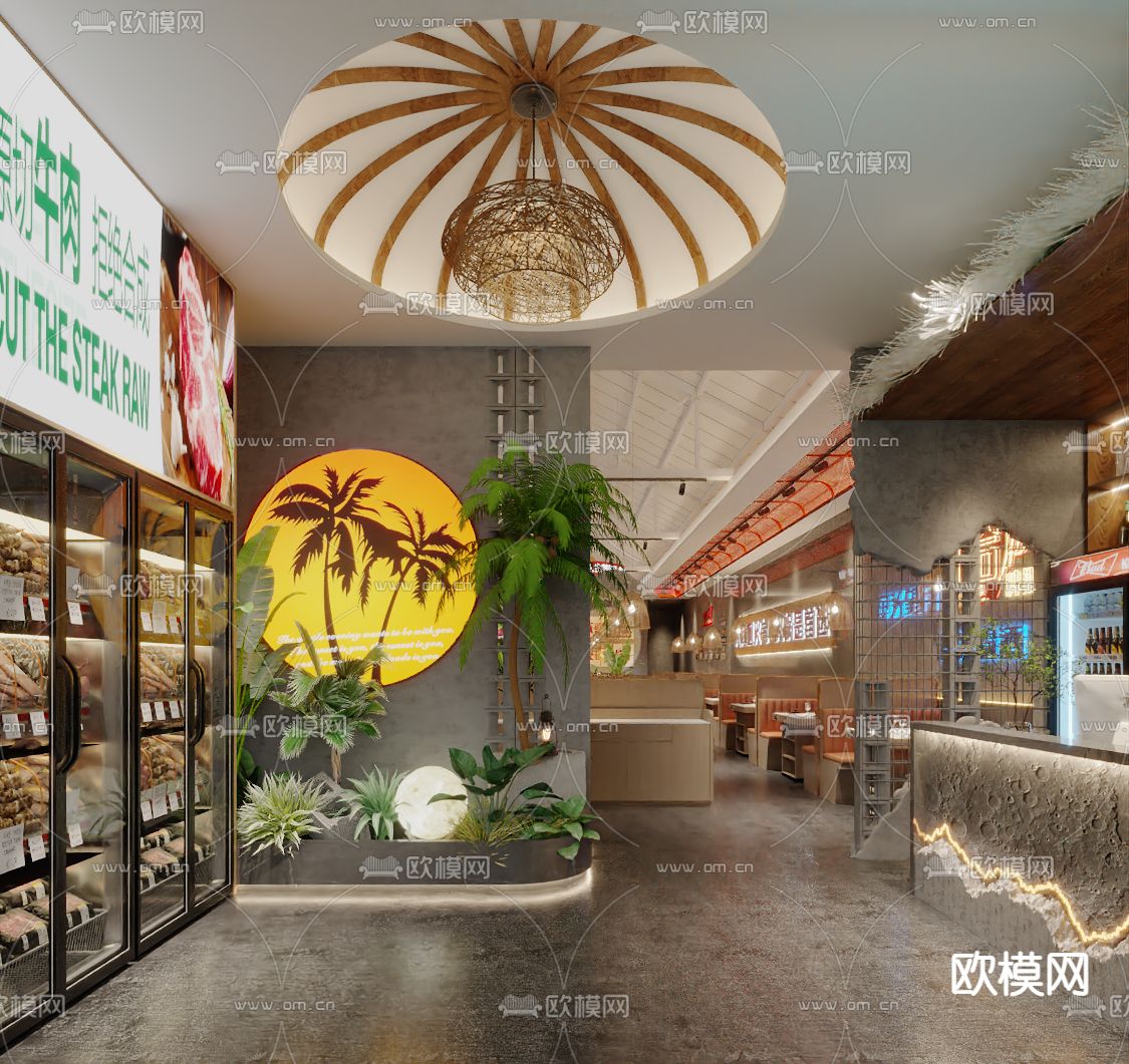 侘寂风火锅店3d模型下载（渲染图8）