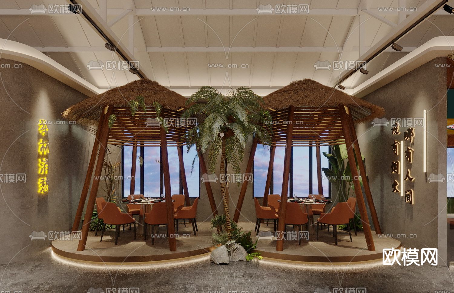 侘寂风火锅店3d模型下载（渲染图4）