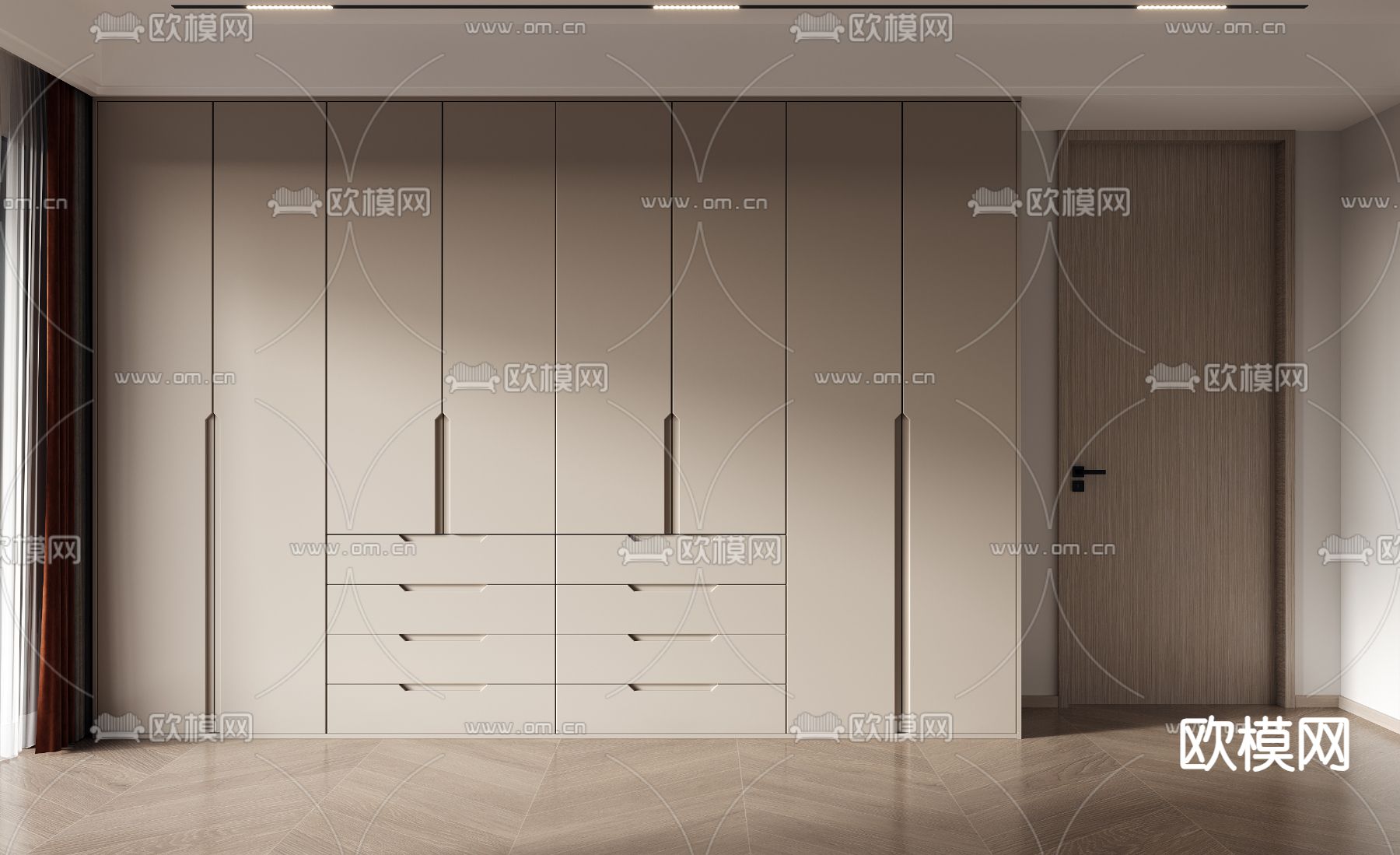 奶油风衣柜 衣橱3d模型下载