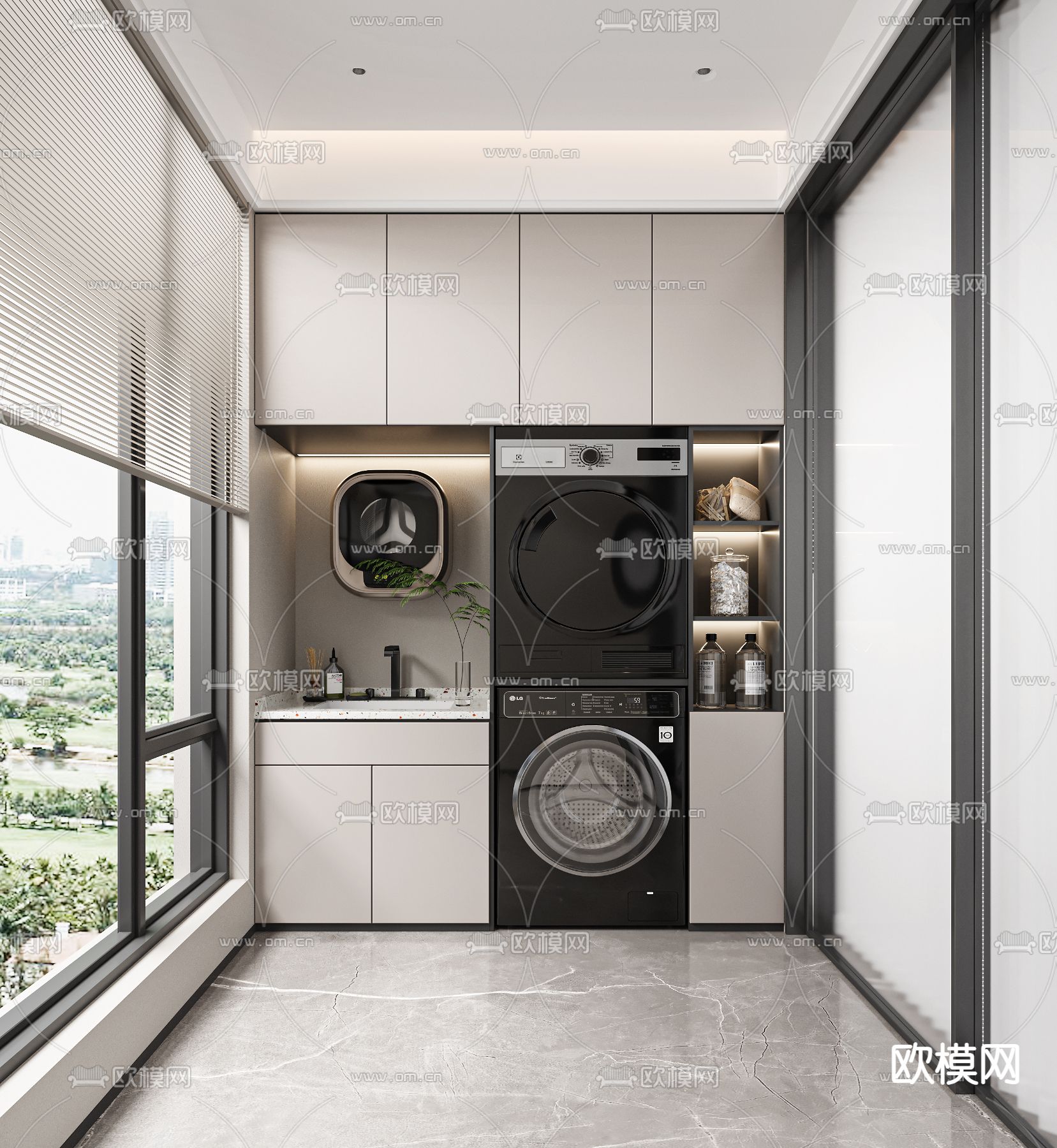现代阳台 洗衣房3d模型下载