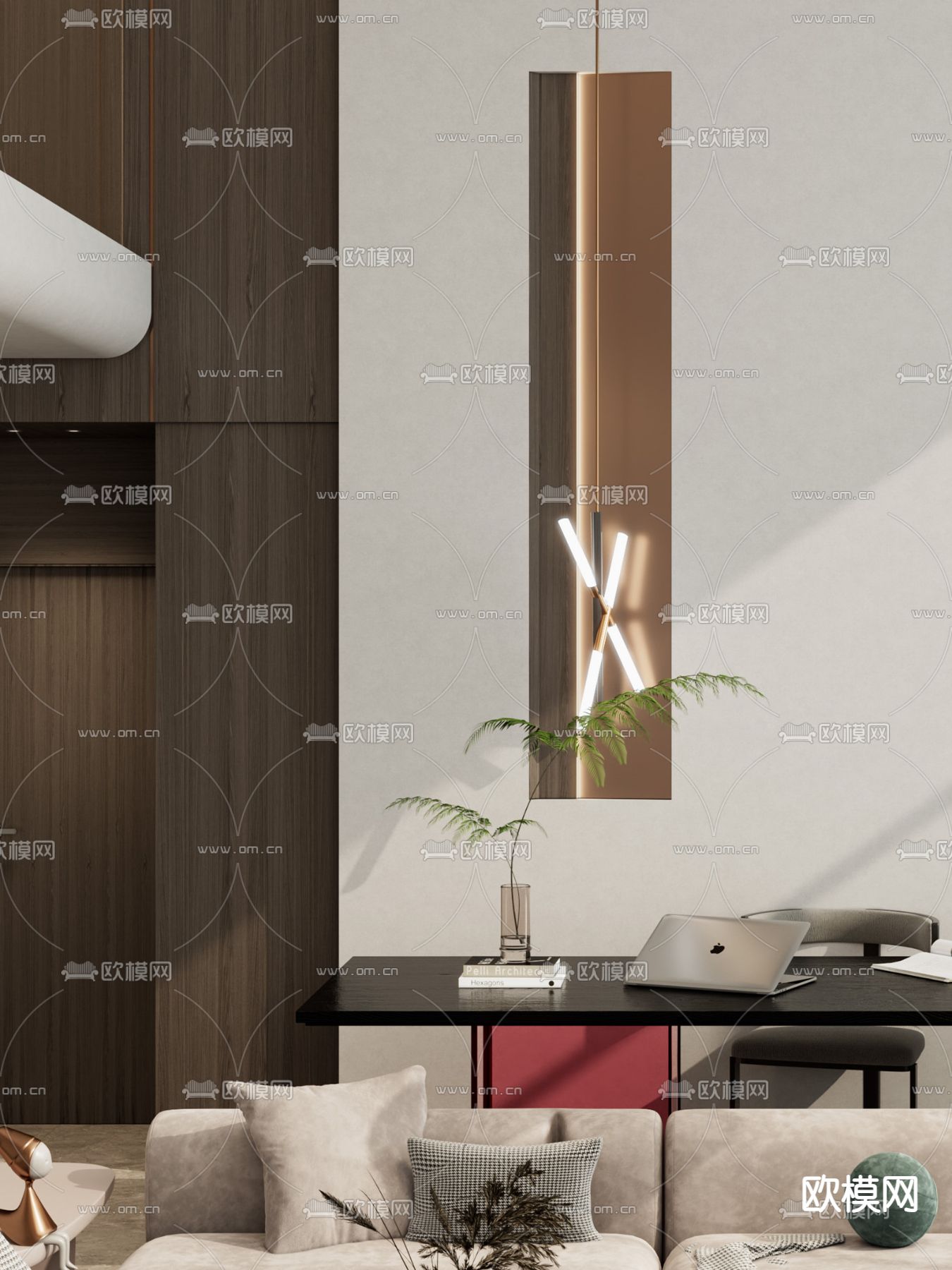 别墅客厅 别墅大堂3d模型下载（渲染图4）