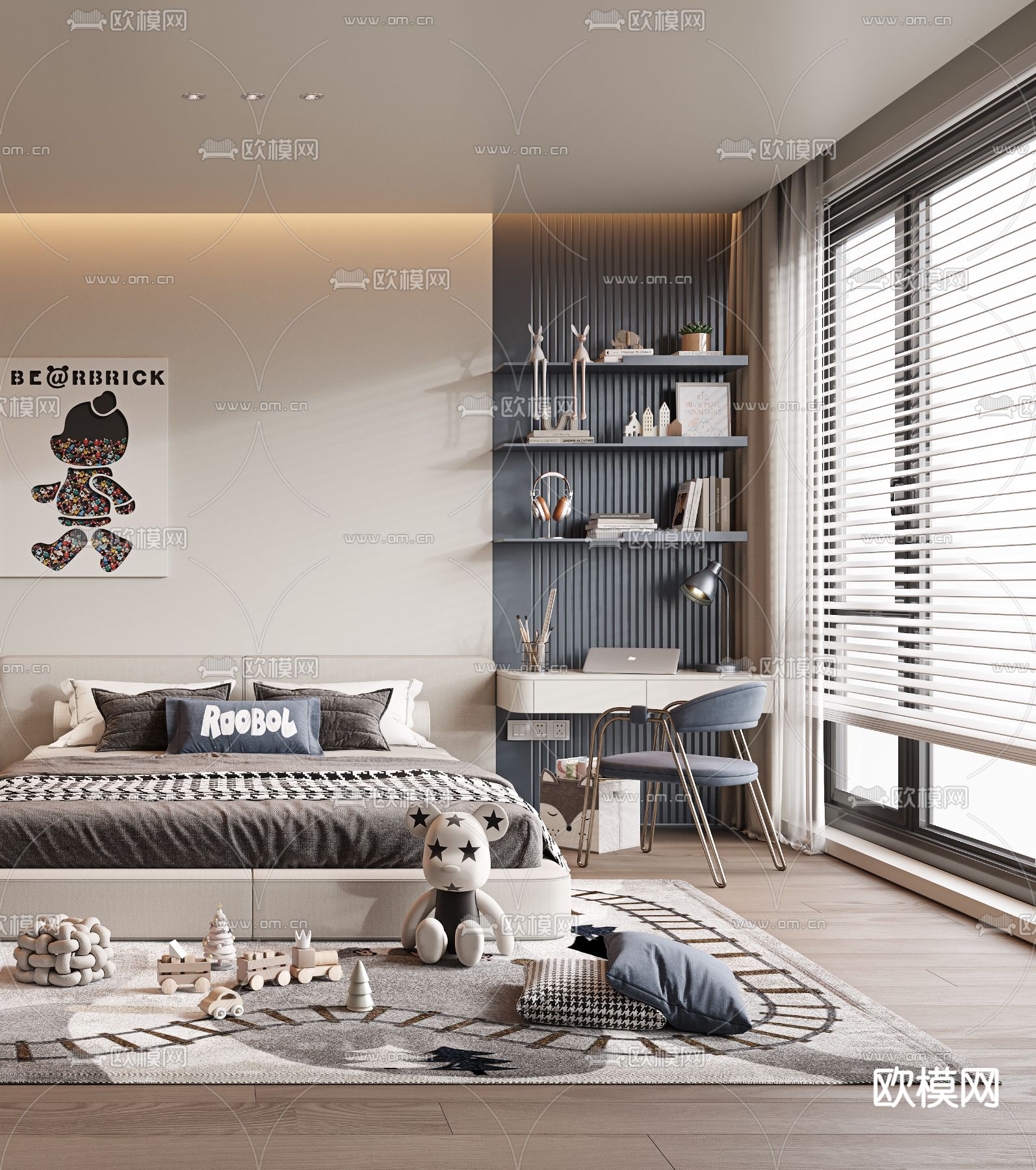 儿童房 小孩房 男孩房3d模型下载（渲染图3）