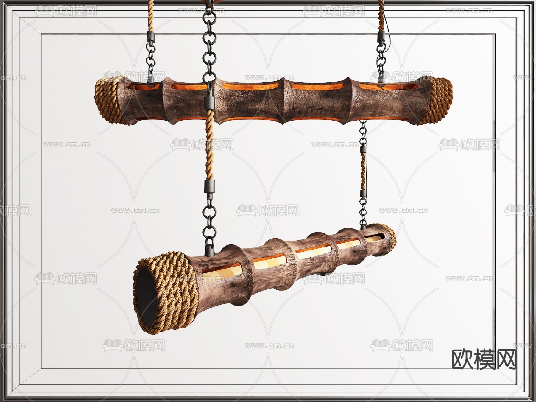 东南亚灯饰 竹筒灯 竹节吊灯3d模型下载