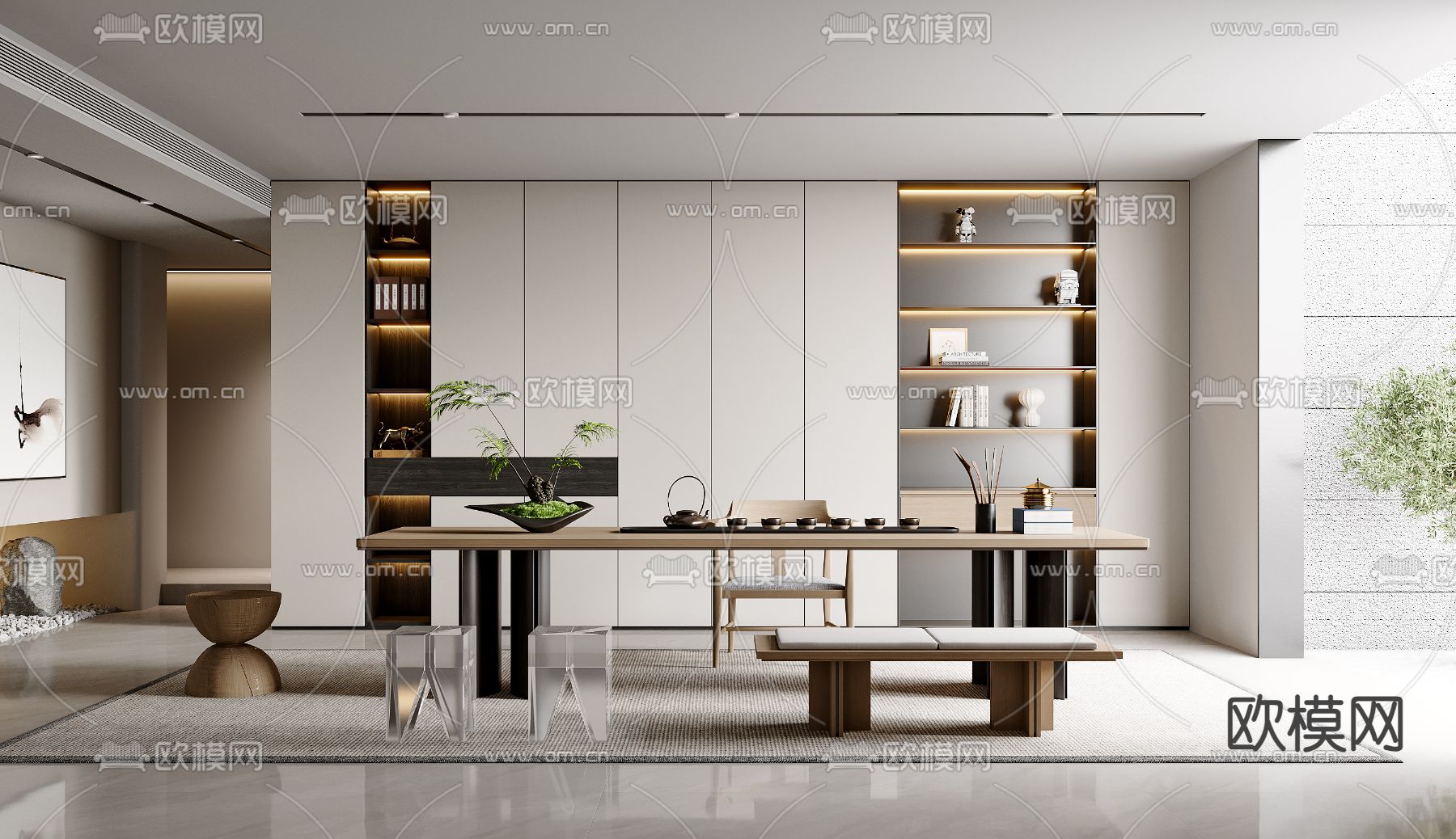 现代茶室3d模型下载