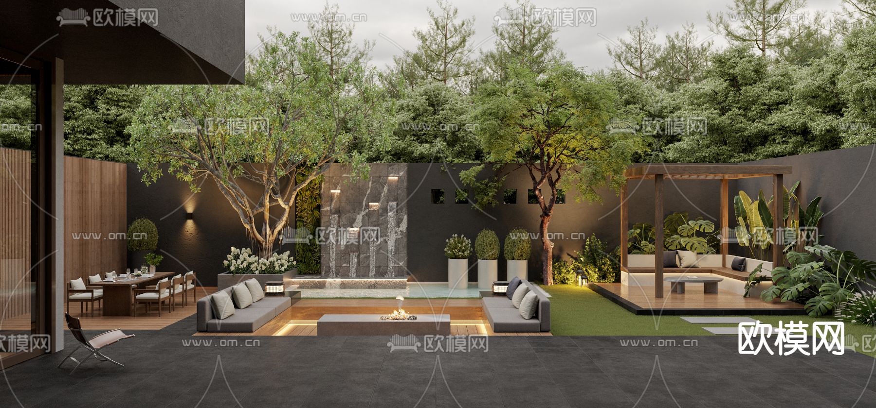 暗黑风花园 庭院3d模型下载（渲染图1）