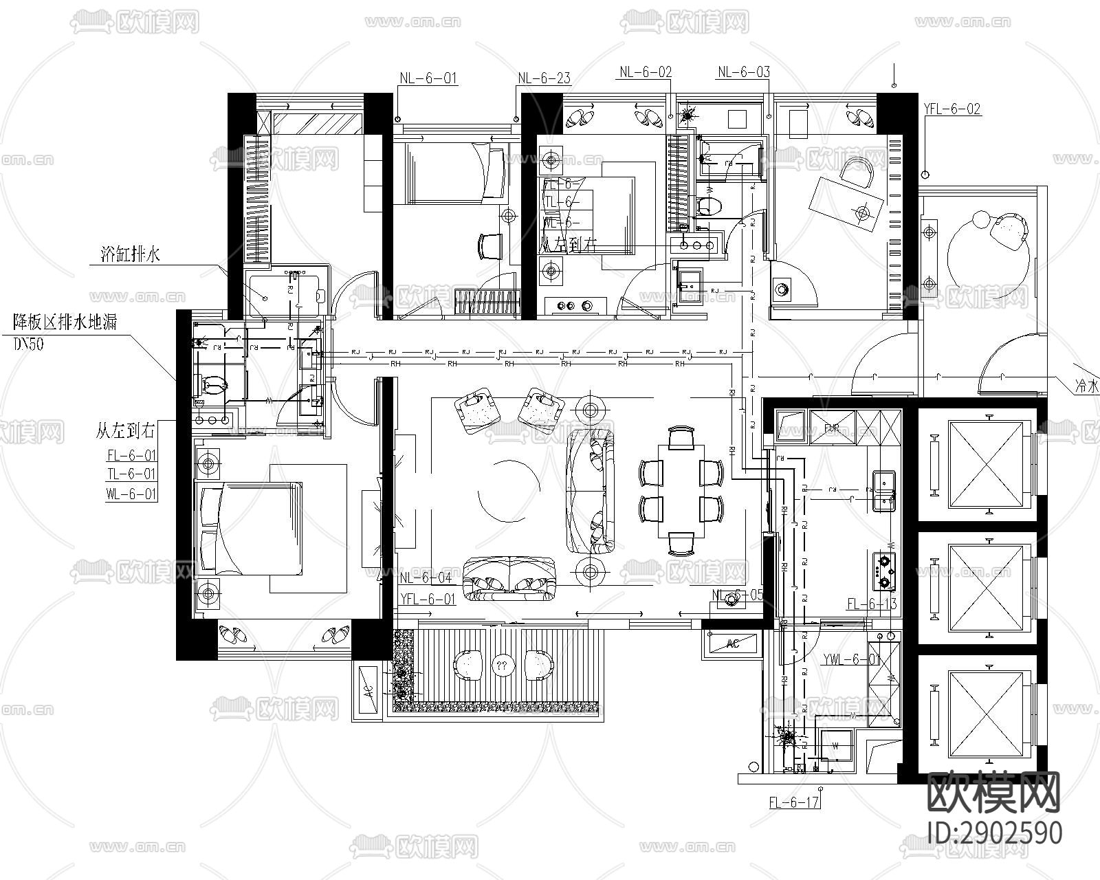给排水CAD施工图下载（渲染图4）