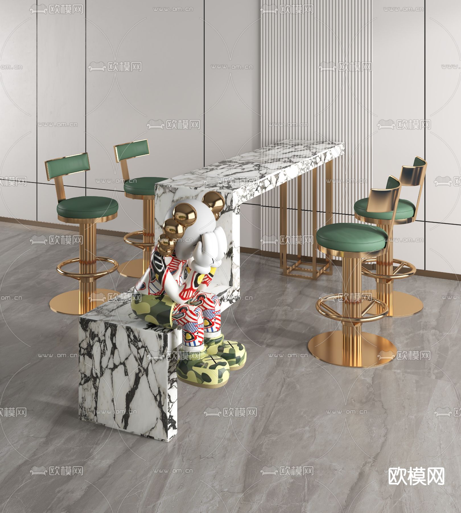 吧台桌椅3d模型下载