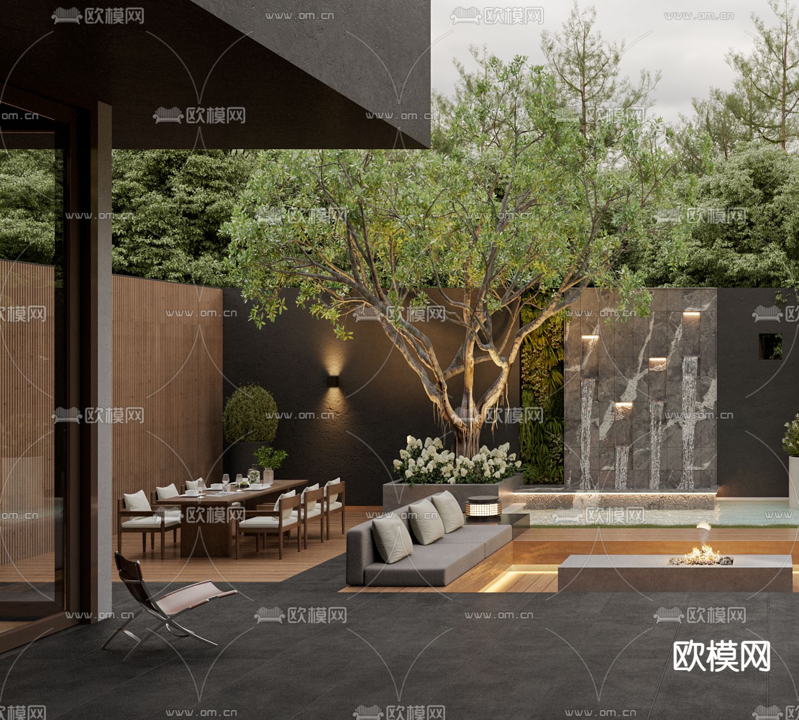 暗黑风花园 庭院3d模型下载（渲染图2）