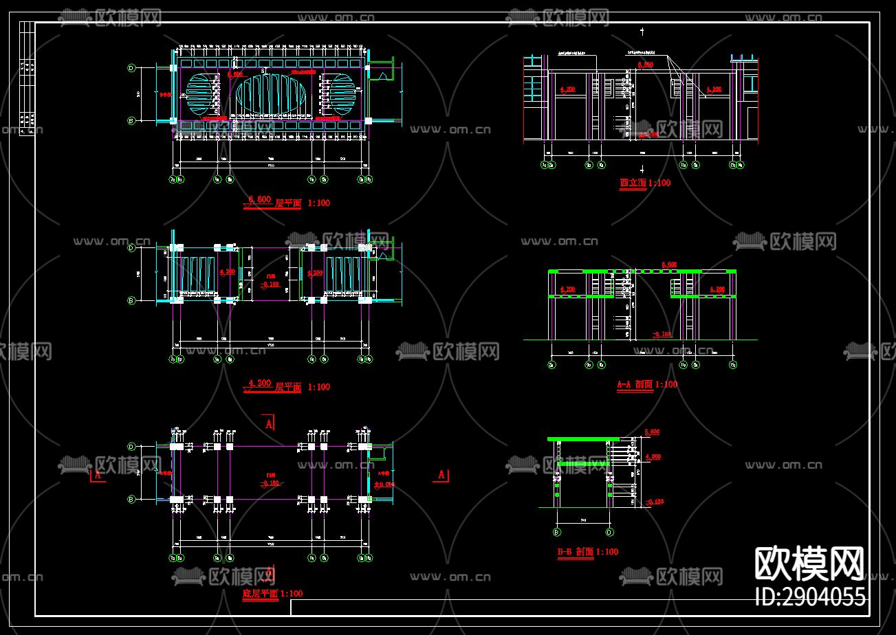 临城农贸市场建筑CAD施工图下载（渲染图2）