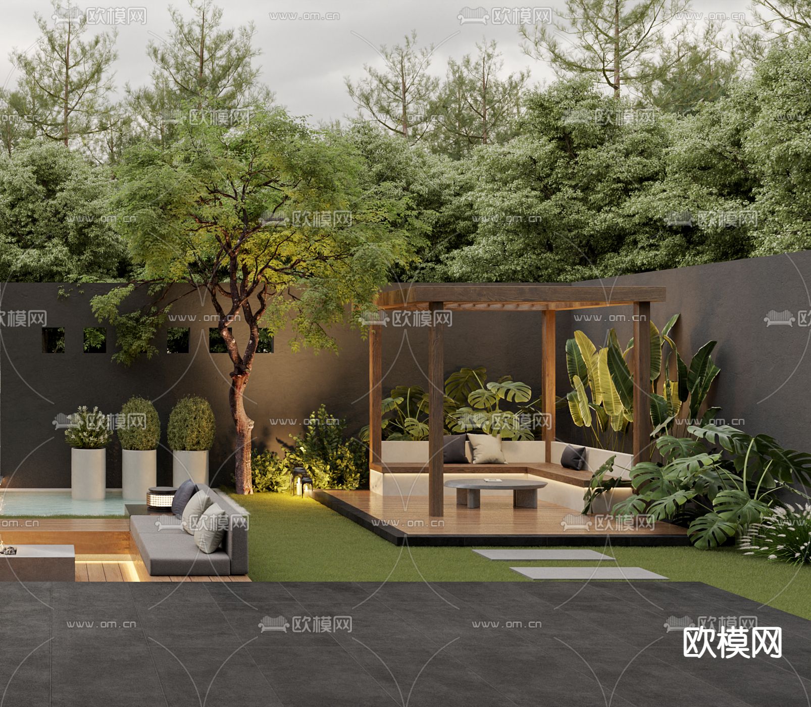 暗黑风花园 庭院3d模型下载（渲染图3）