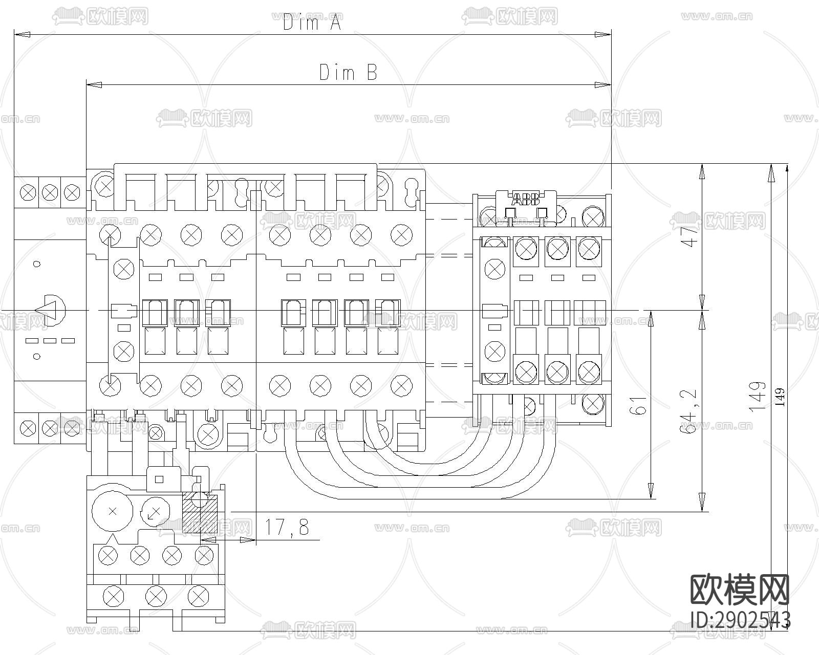 电气图块CAD施工图下载（渲染图2）