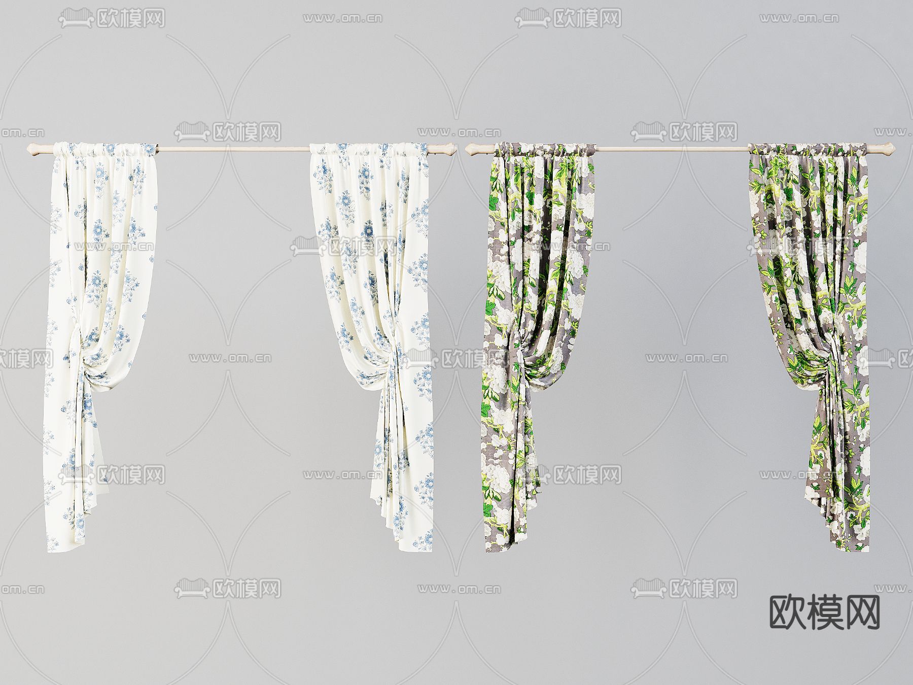 北欧窗帘 窗纱3d模型下载