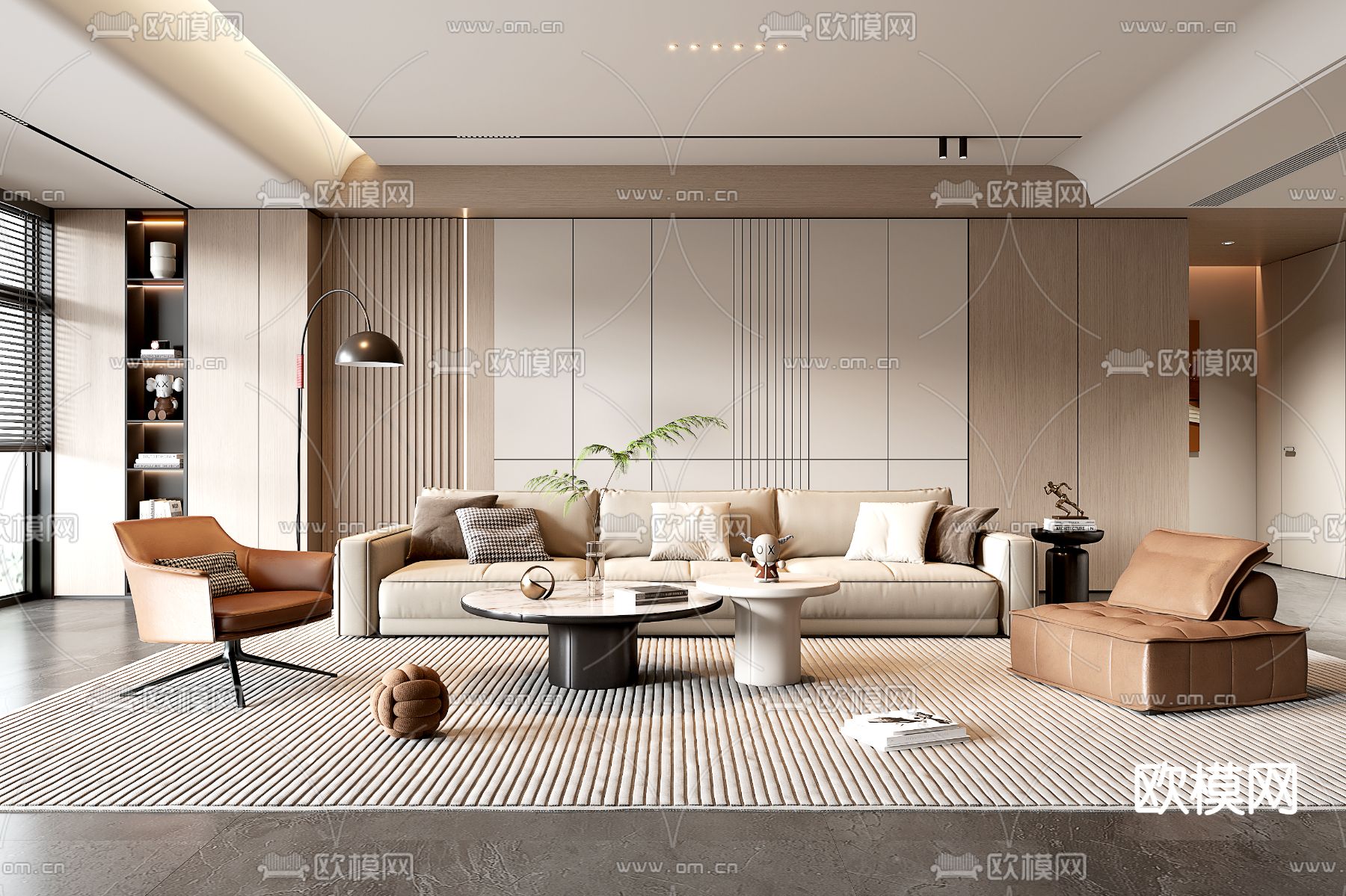 现代客厅3d模型下载