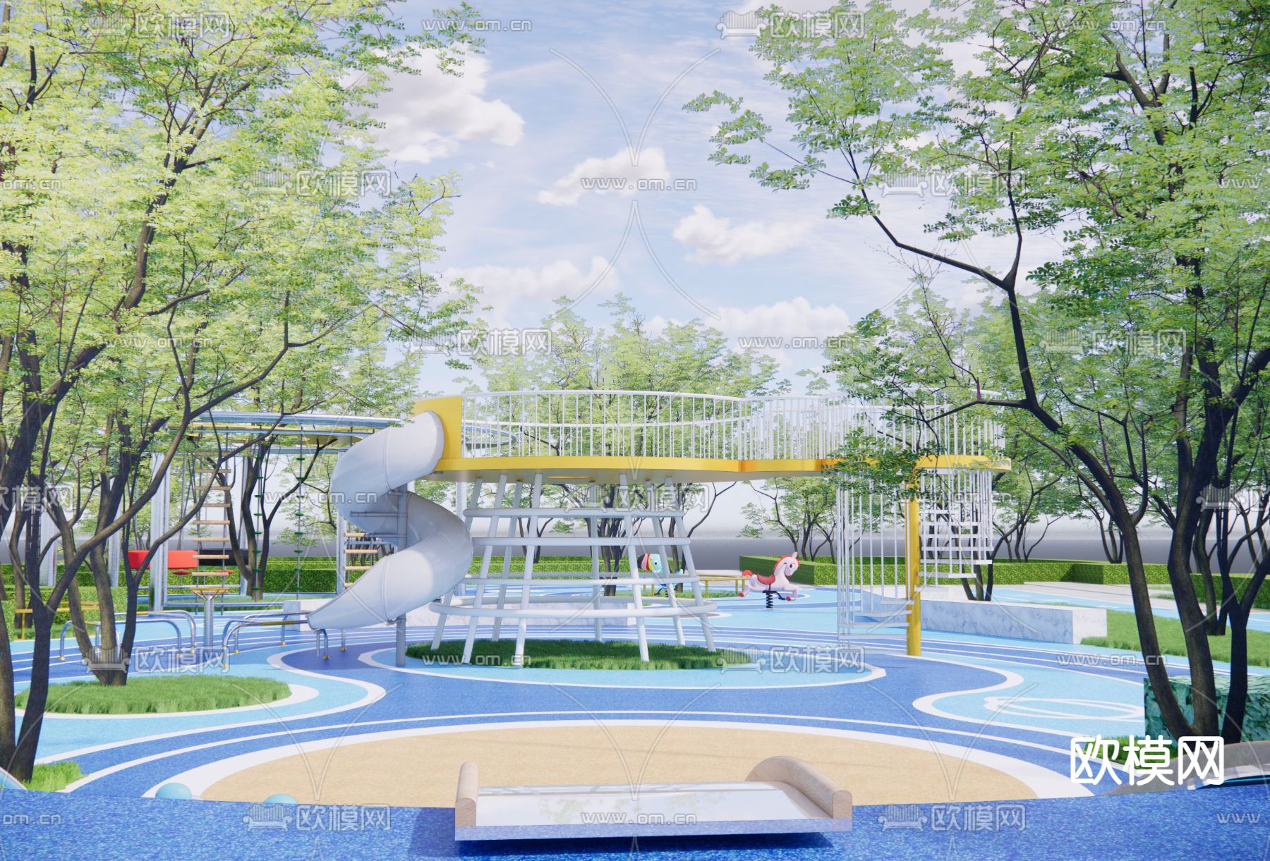 儿童游乐区 儿童活动场地su模型下载（渲染图2）