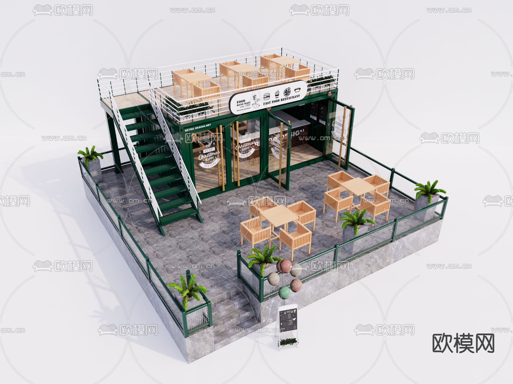 现代集装箱 小卖部 售货亭su模型下载（渲染图1）