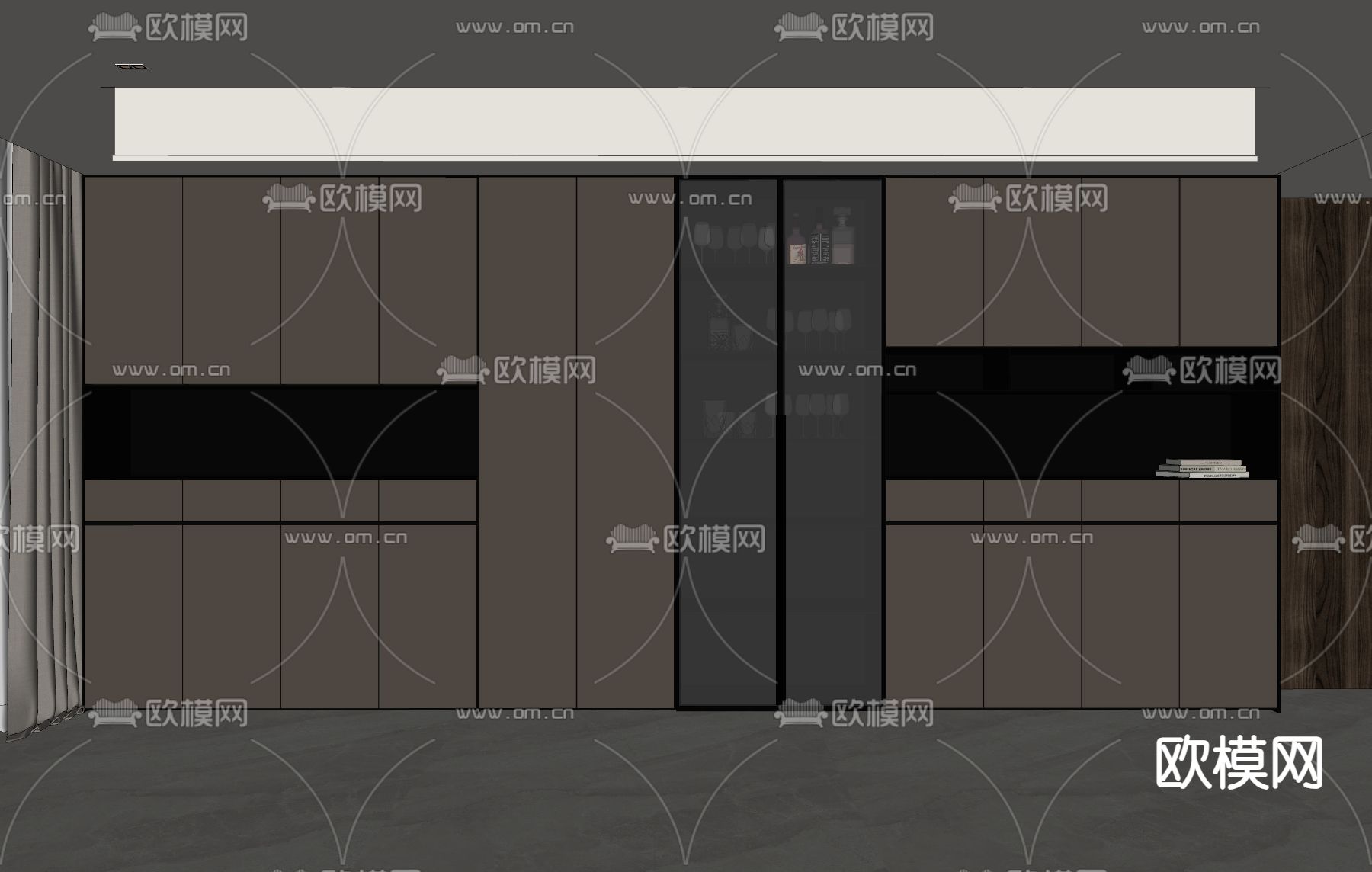现代酒柜 餐边柜su模型下载（渲染图2）