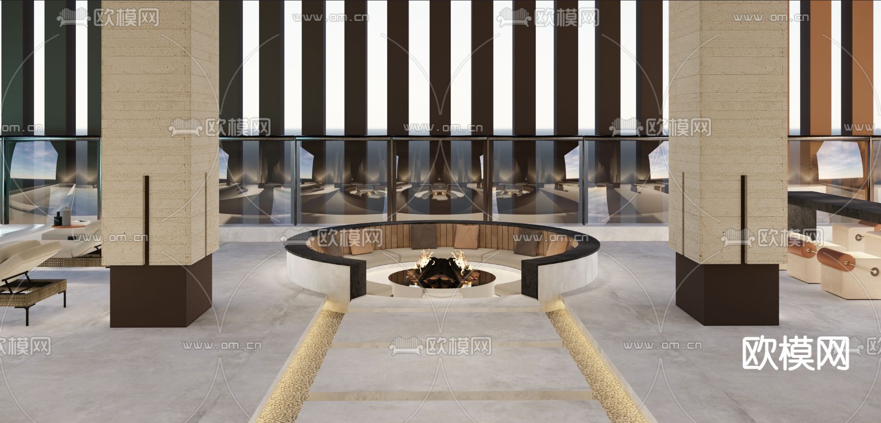 休闲屋顶 会所露台 阳台su模型下载（渲染图2）