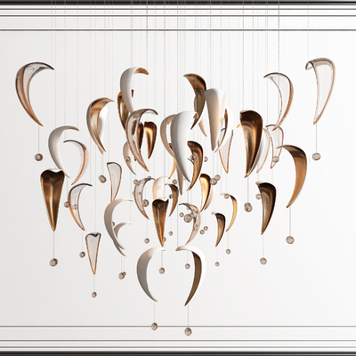  现代装饰吊灯 花瓣灯su模型 