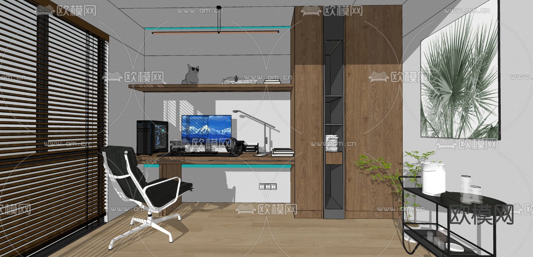 电竞房 电脑房su模型下载（渲染图2）