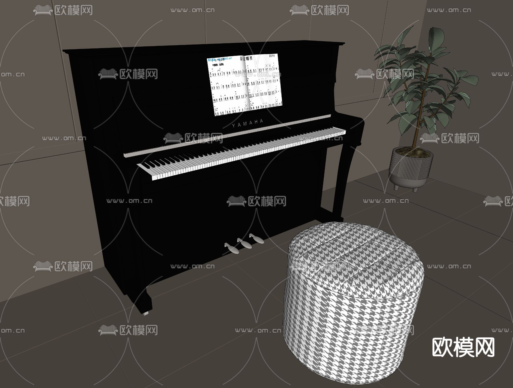 钢琴 乐器 电子琴su模型下载（渲染图2）