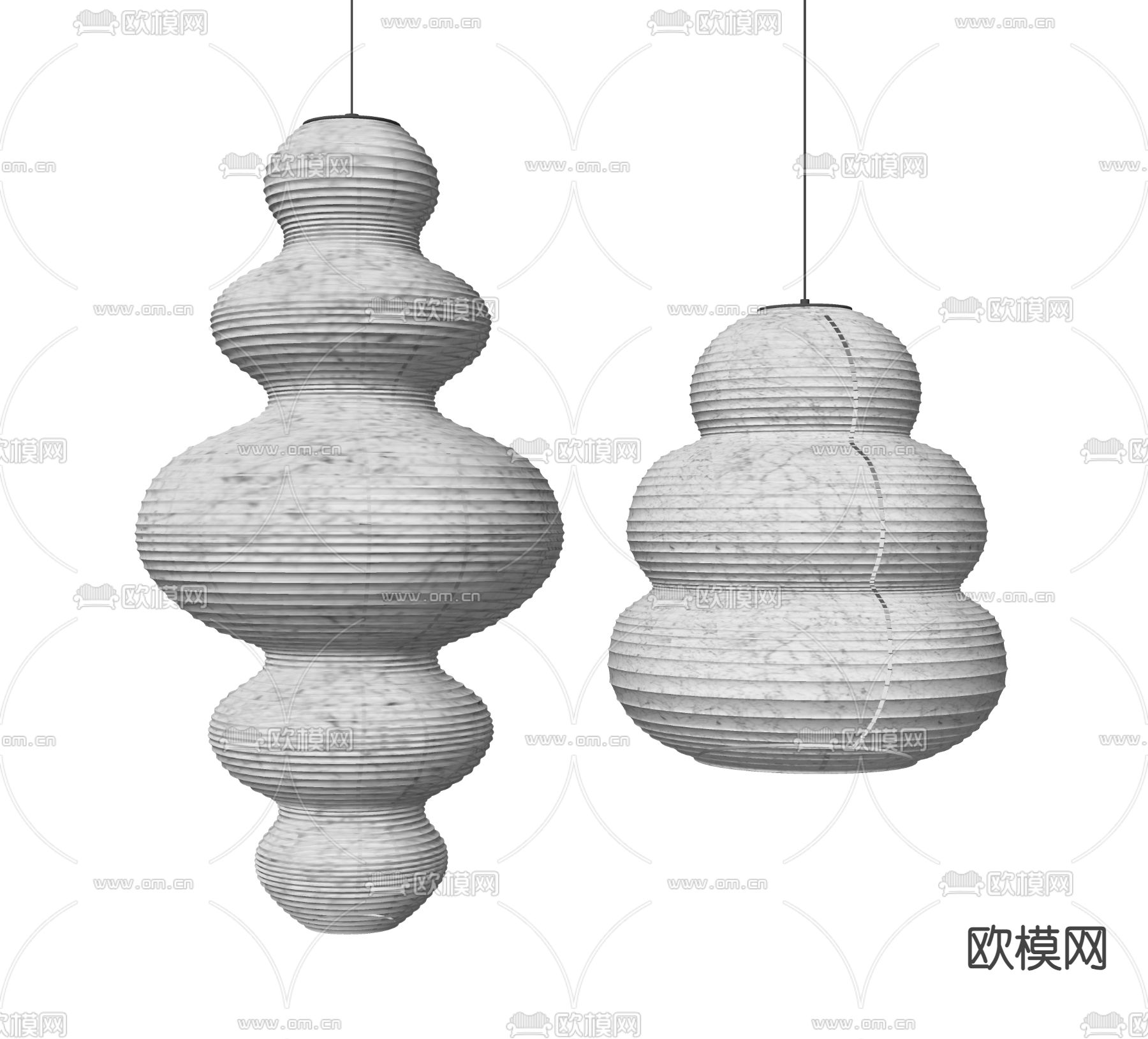 日式灯笼 和纸吊灯su模型