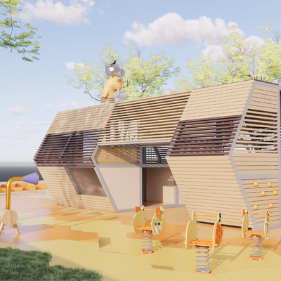  儿童游乐区 儿童活动场地su模型 