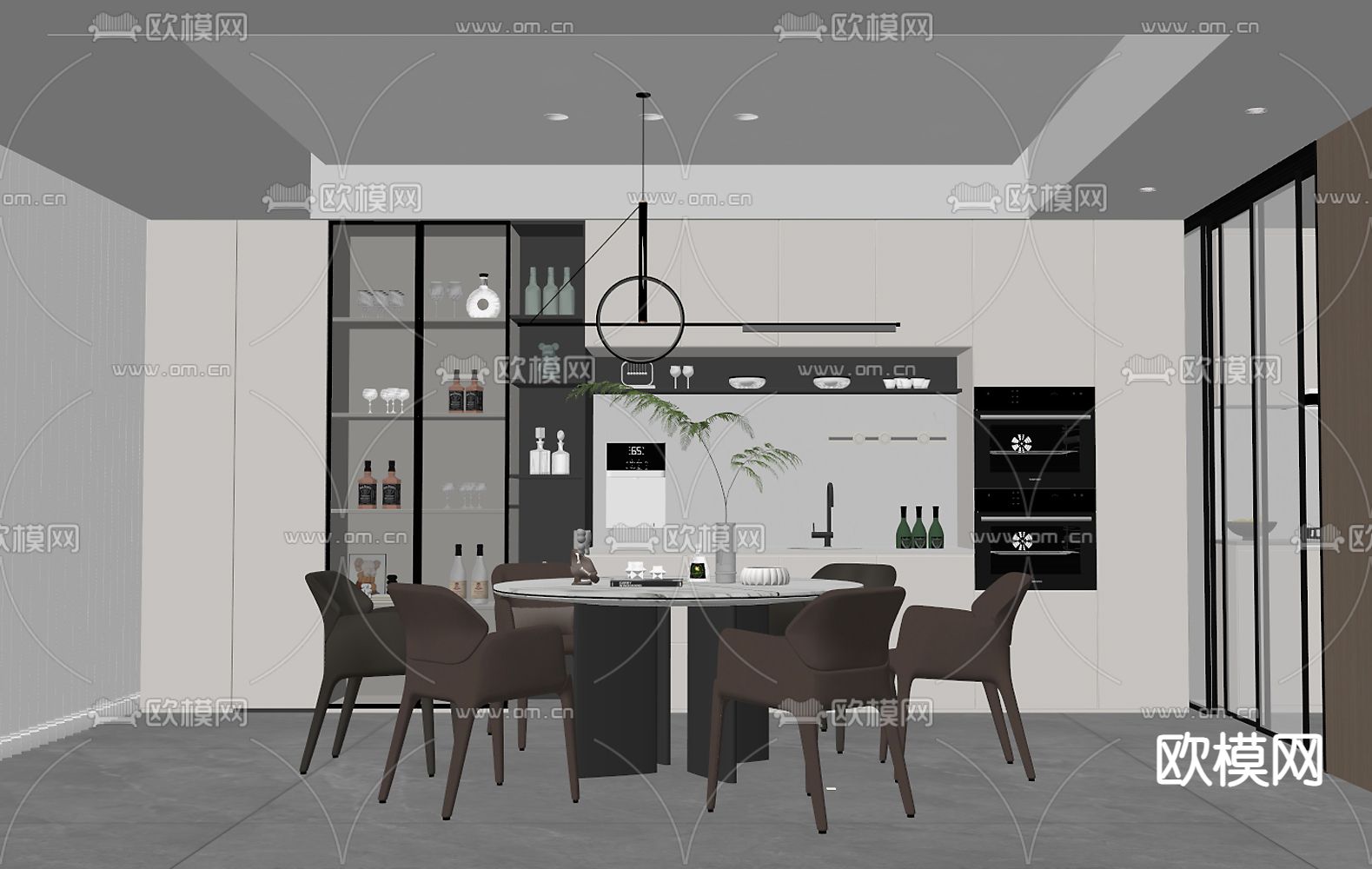 现代餐厅su模型下载（渲染图2）