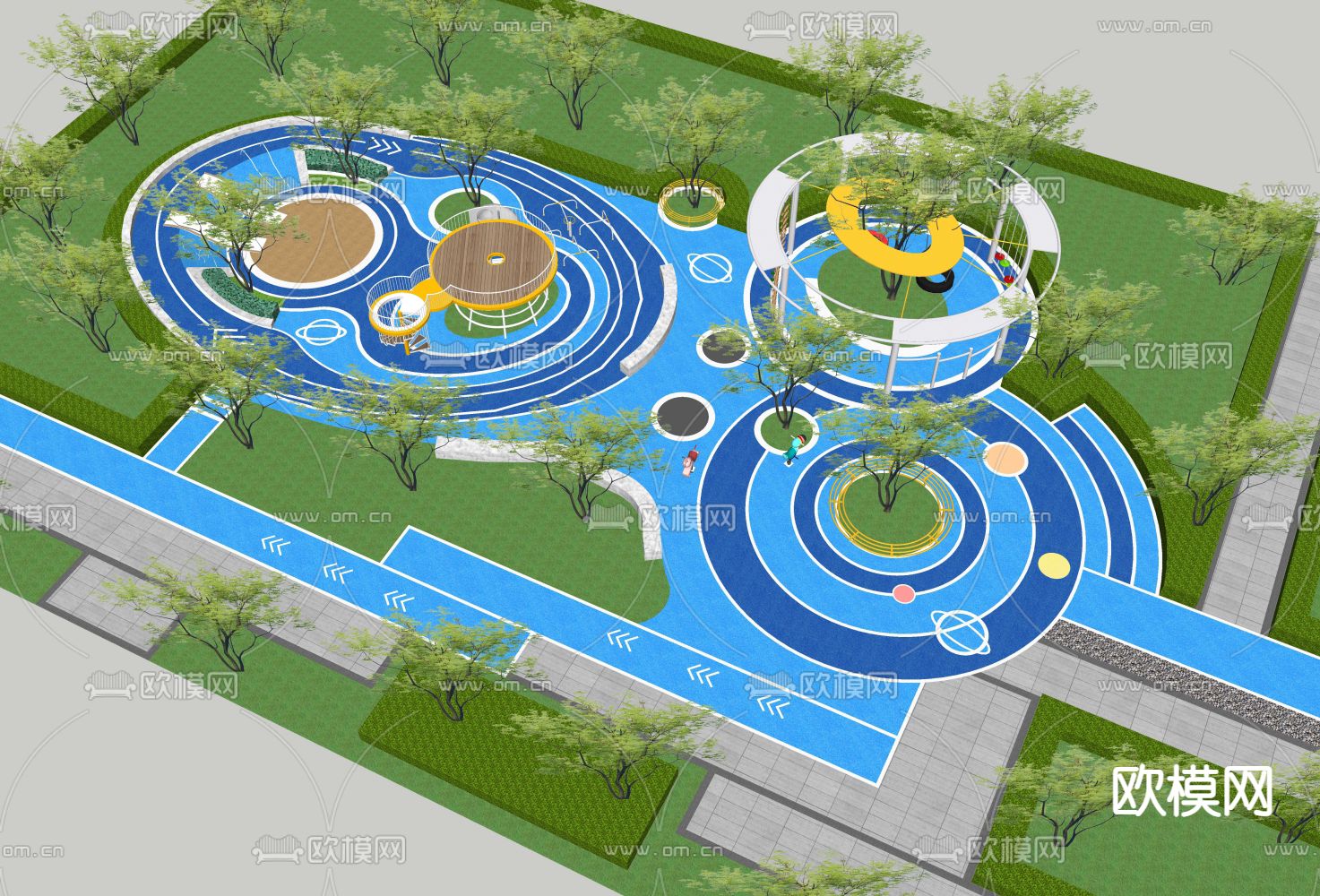 儿童游乐区 儿童活动场地su模型下载（渲染图4）