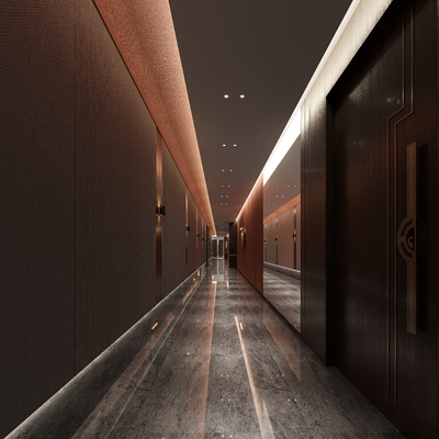  酒店过道 走廊su模型 