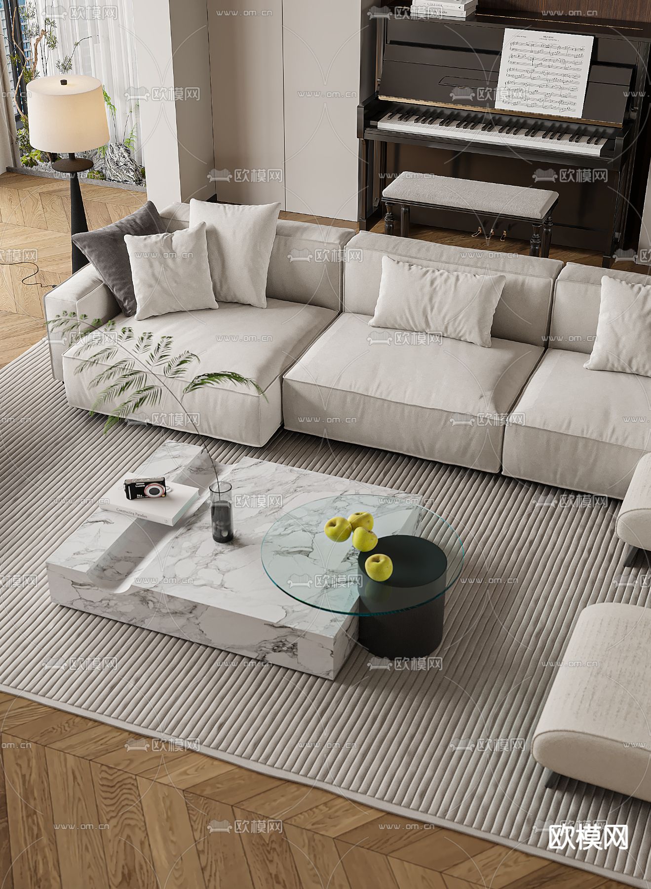 现代客厅 餐厅3d模型下载（渲染图5）