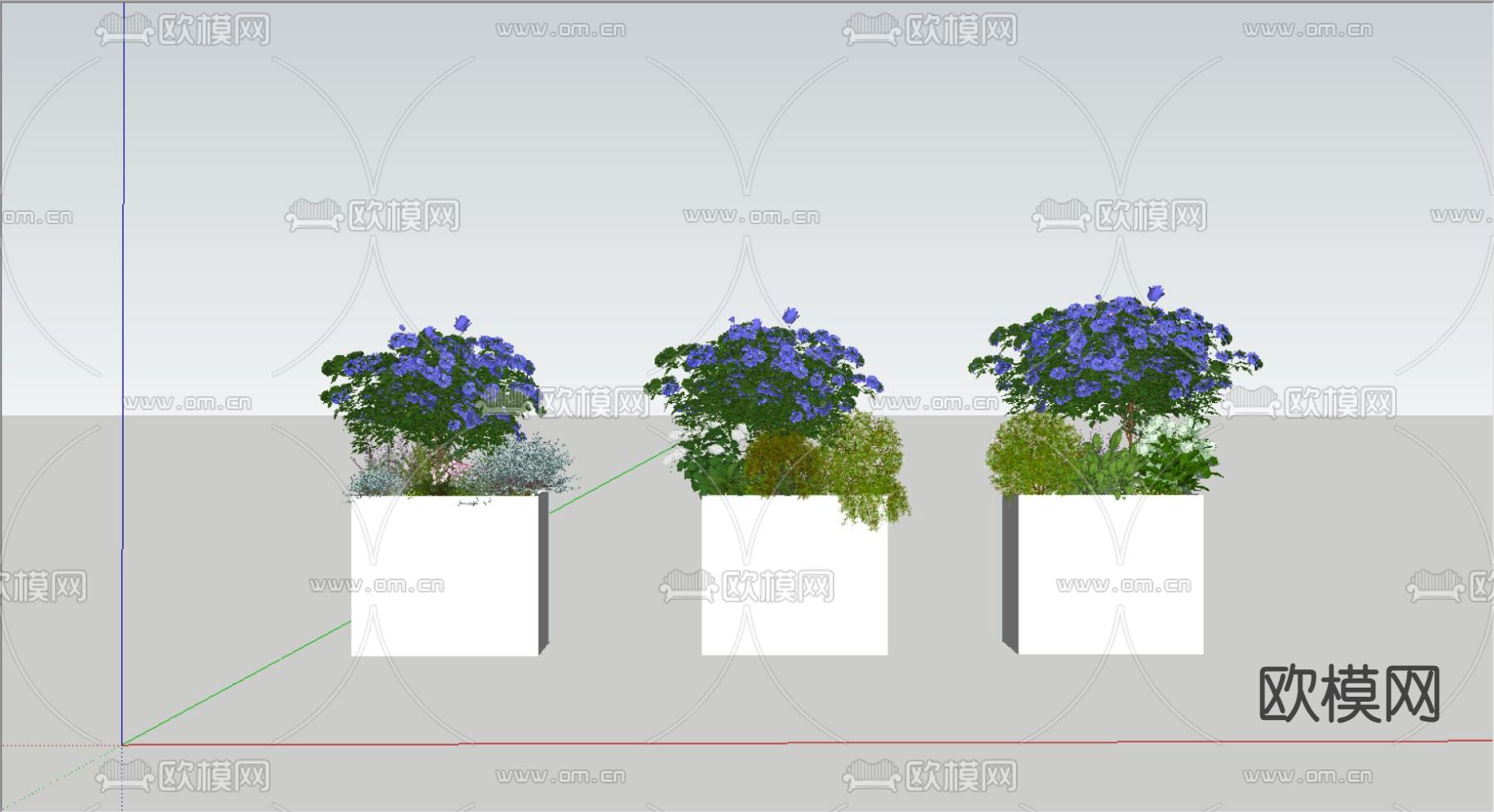 小型花池su模型下载（渲染图2）