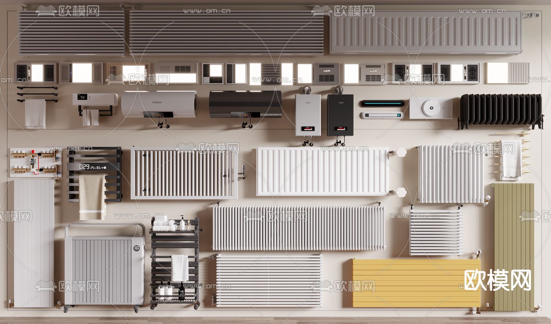 暖气片 散热片 浴霸 热水器3d模型下载