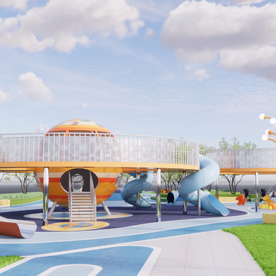  儿童游乐区 儿童活动场地su模型 