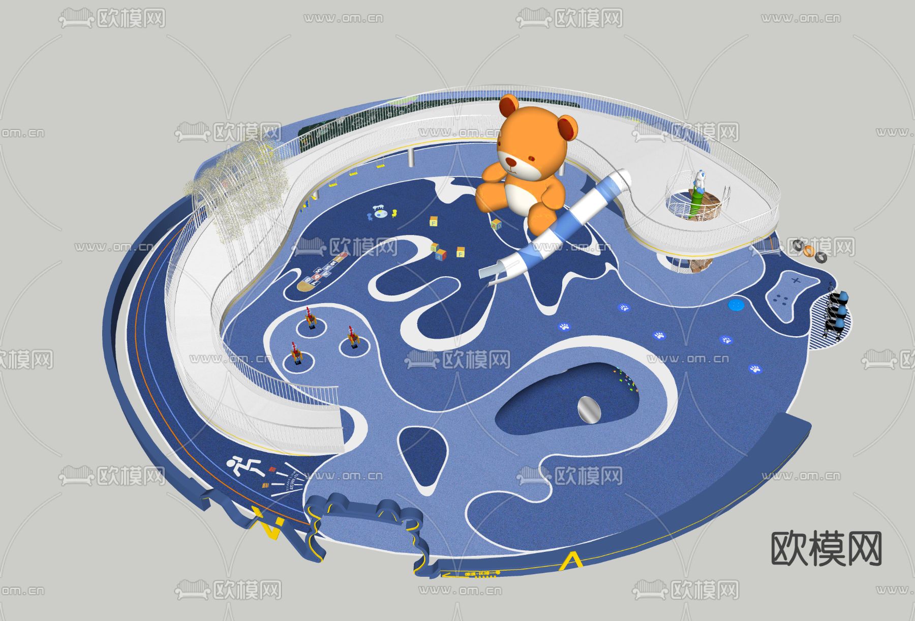 儿童游乐区 儿童活动场地su模型下载（渲染图3）