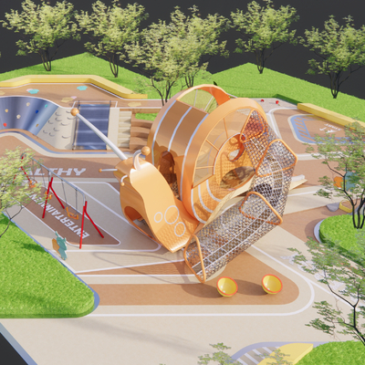  儿童游乐区 儿童活动场地su模型 