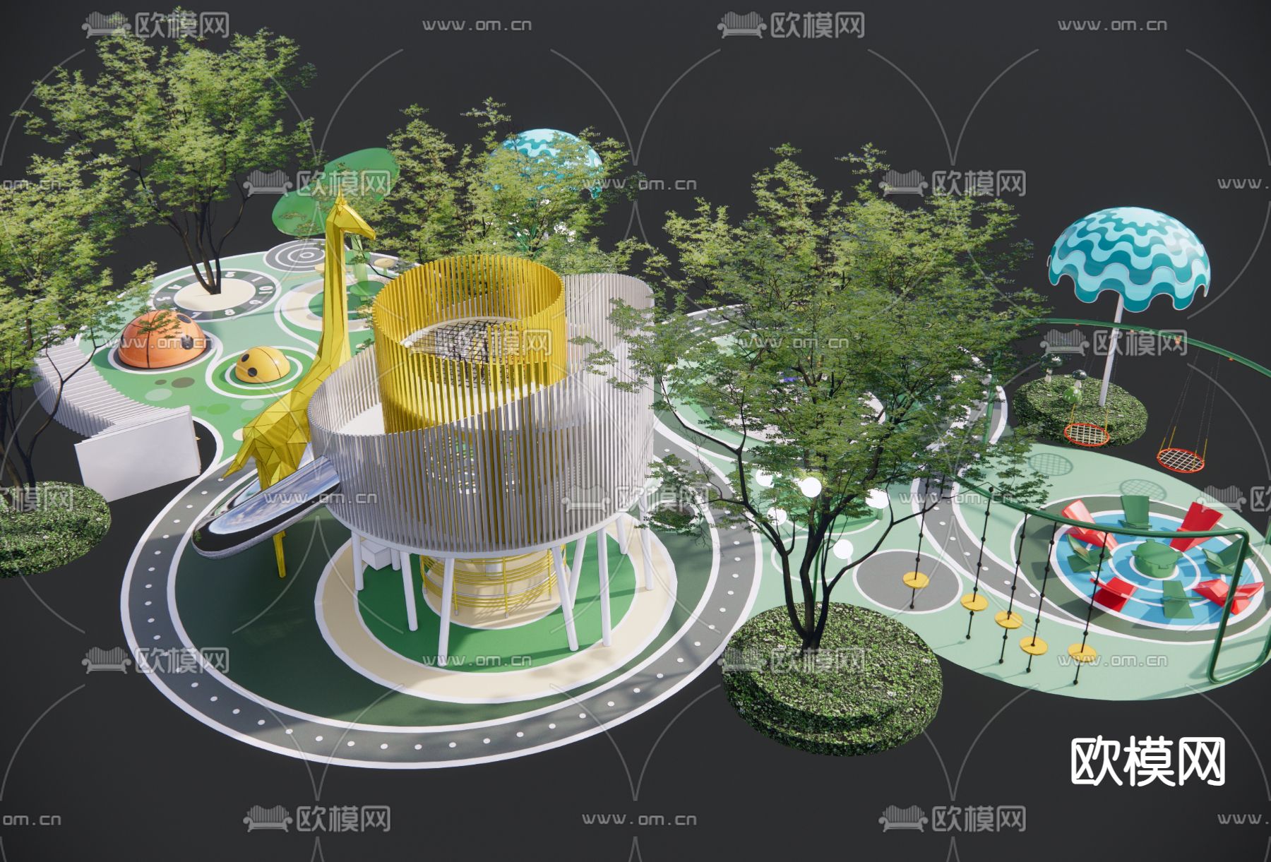 儿童游乐区 儿童活动场地su模型下载（渲染图2）